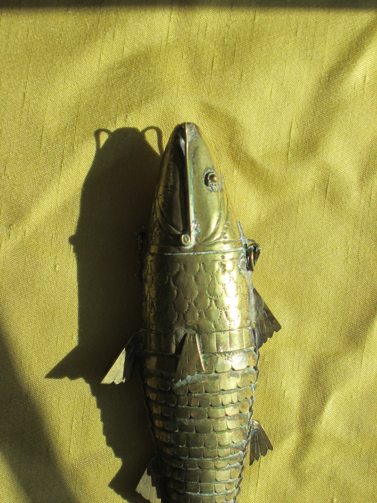 Antique Articulating Brass Fish Snuff Box