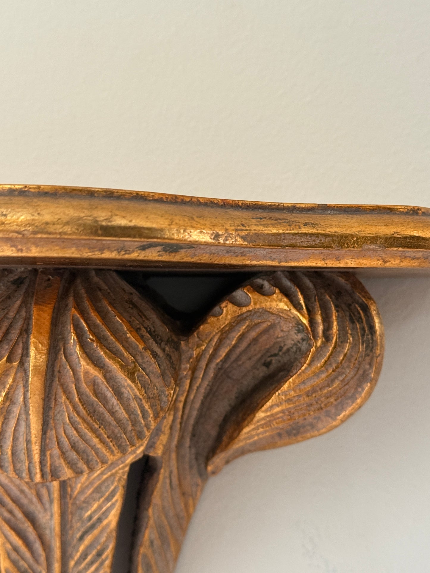 Vintage Florentine Gilt Hand Carved Wall Shelves (2)