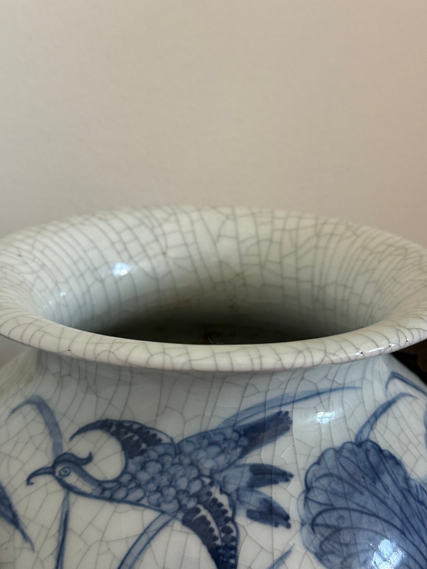 Swan Handle Blue & White Vase