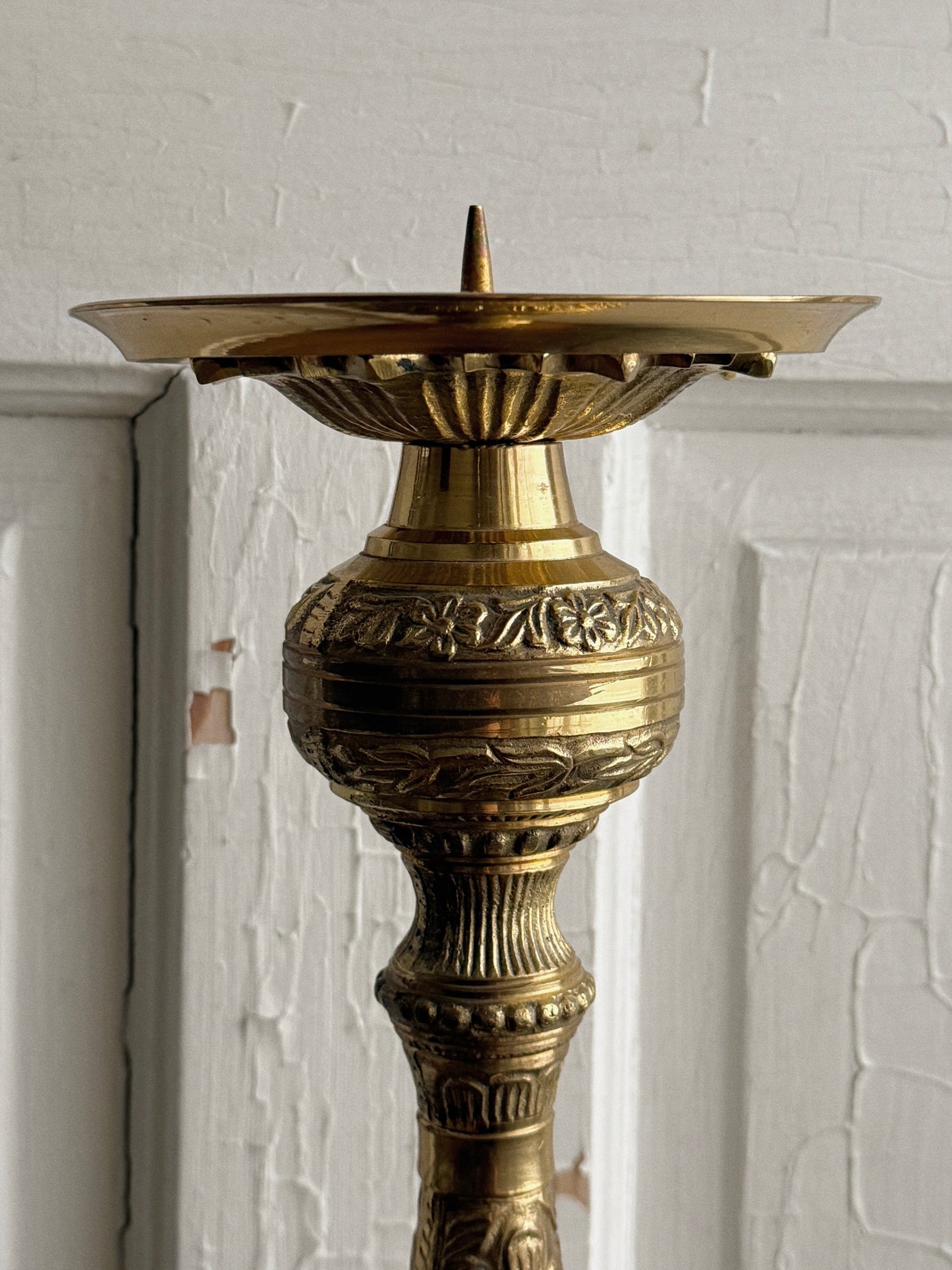 19th-Century French Brass Church Altar Candlestick