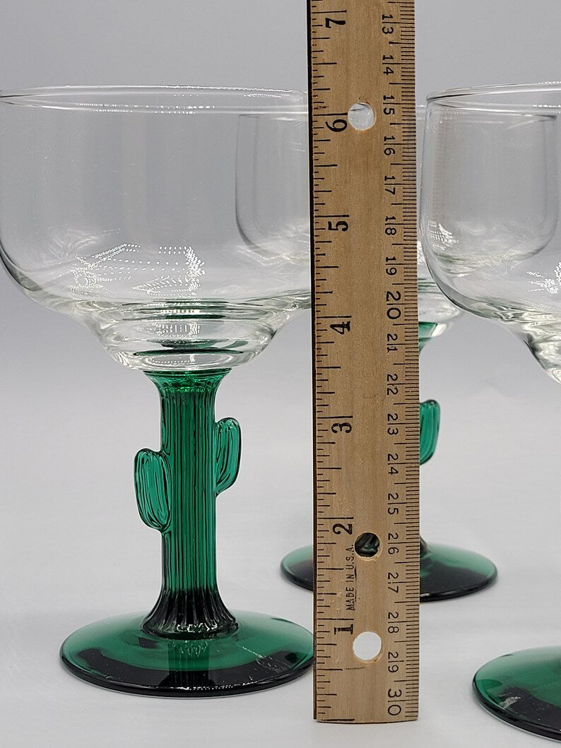 Vintage Cactus Margarita Glass – Western Barware (Set of 4)