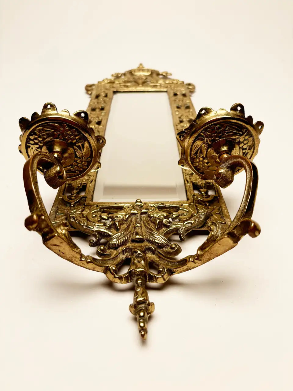 Glo-mar Artworks-NY, Brass and Beveled Mirror Candle Wall Sconce (1930)