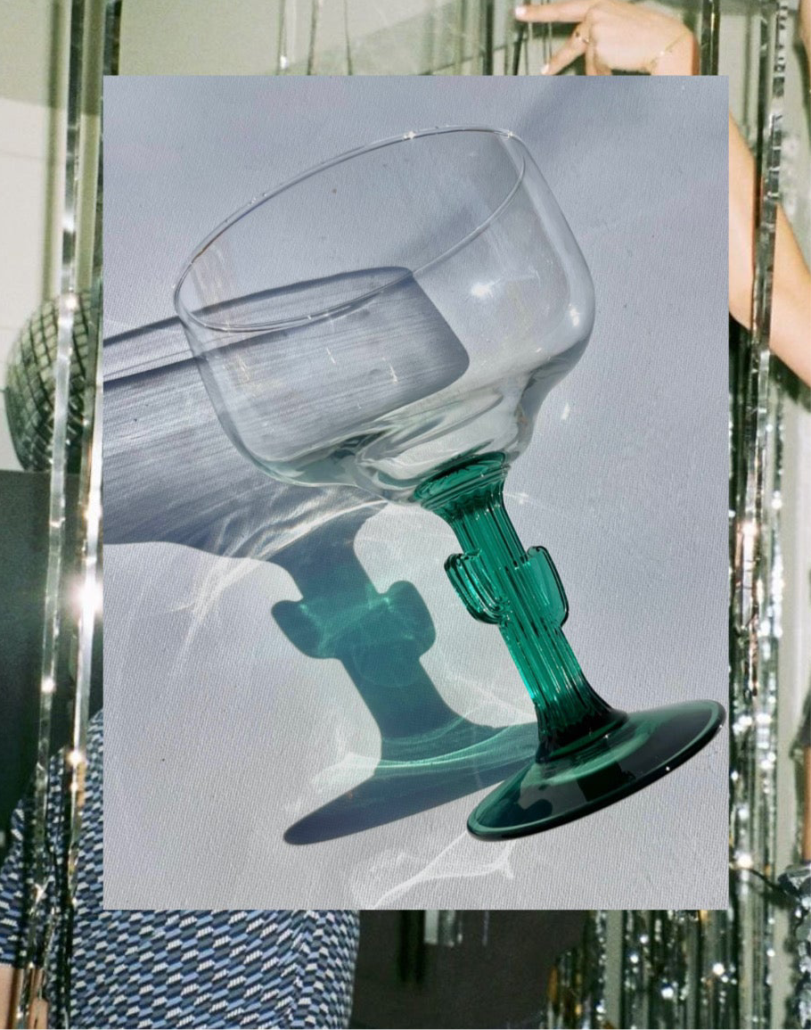Vintage Cactus Margarita Glass – Western Barware (Set of 4)