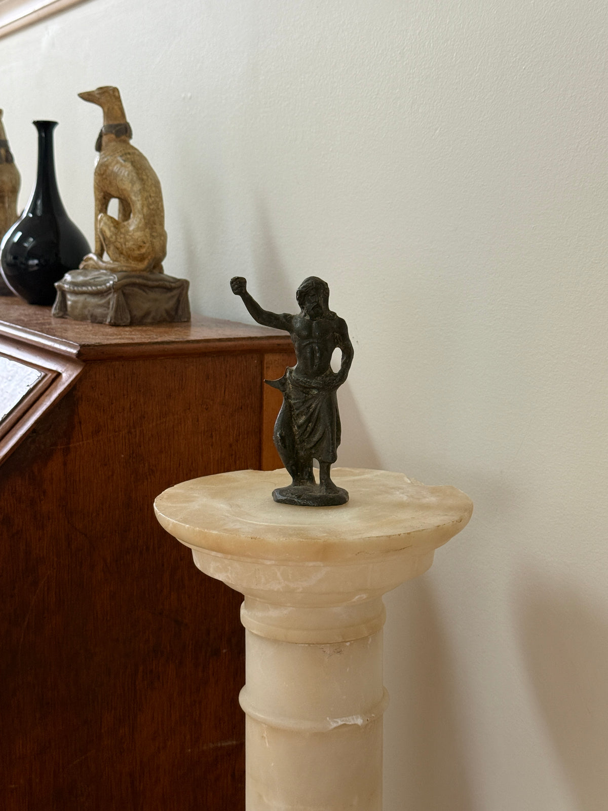 Antique Solid Bronze Neptune / Poseidon Statue