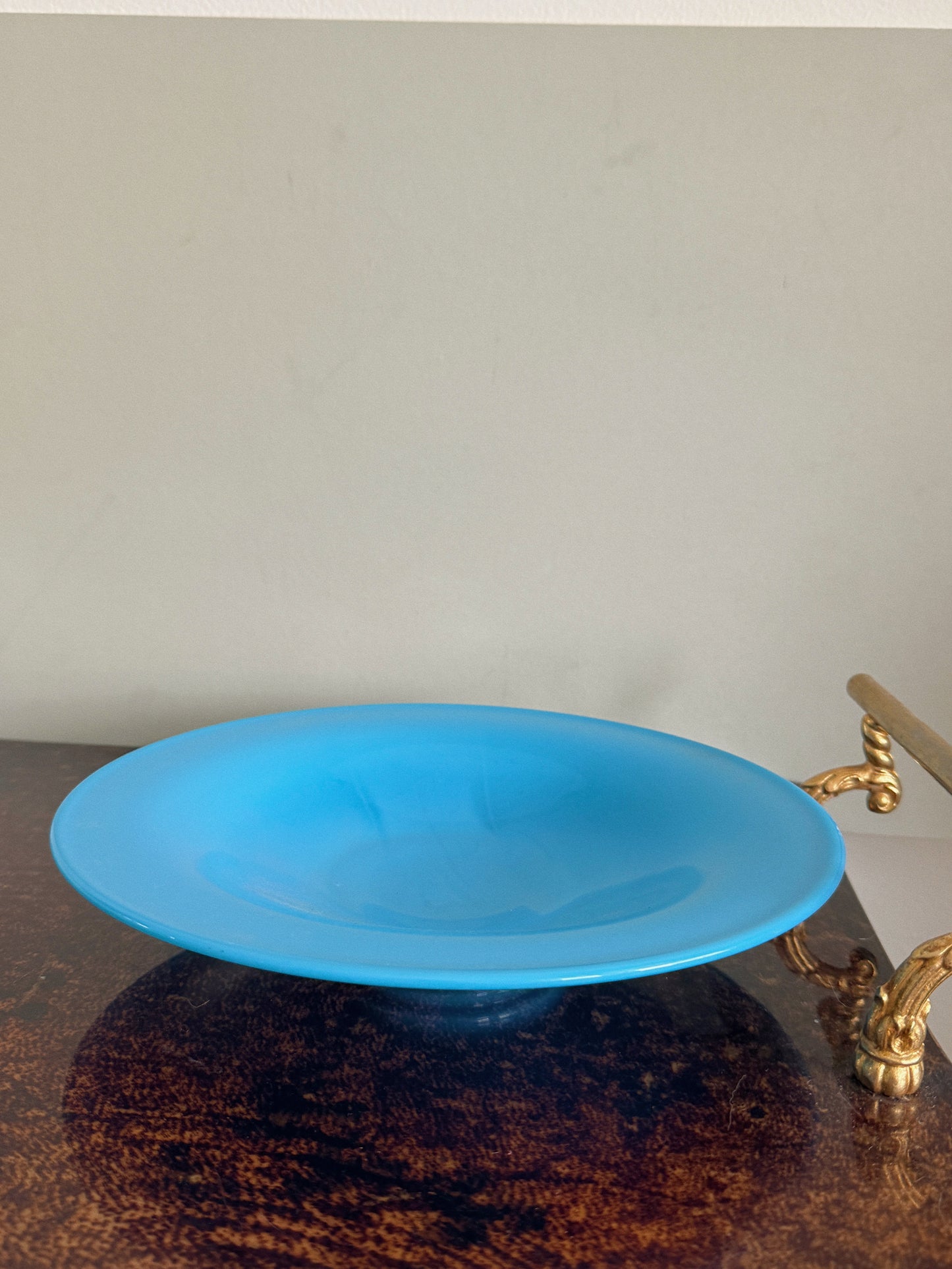 Blue Opaline Pedestal Plate/Console Dish