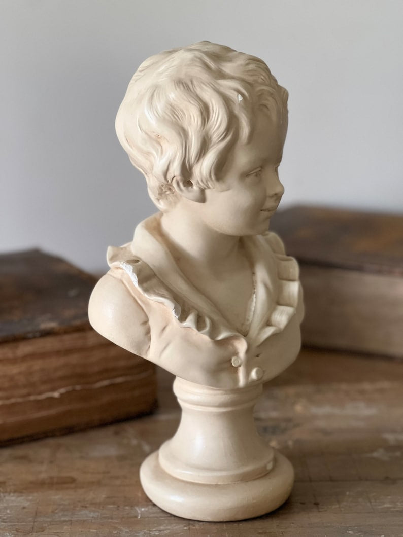 Vintage 1950s Collectable Bust Statues of Jean Antoine Houdon's "Des Infants" - Alexandre & Louise