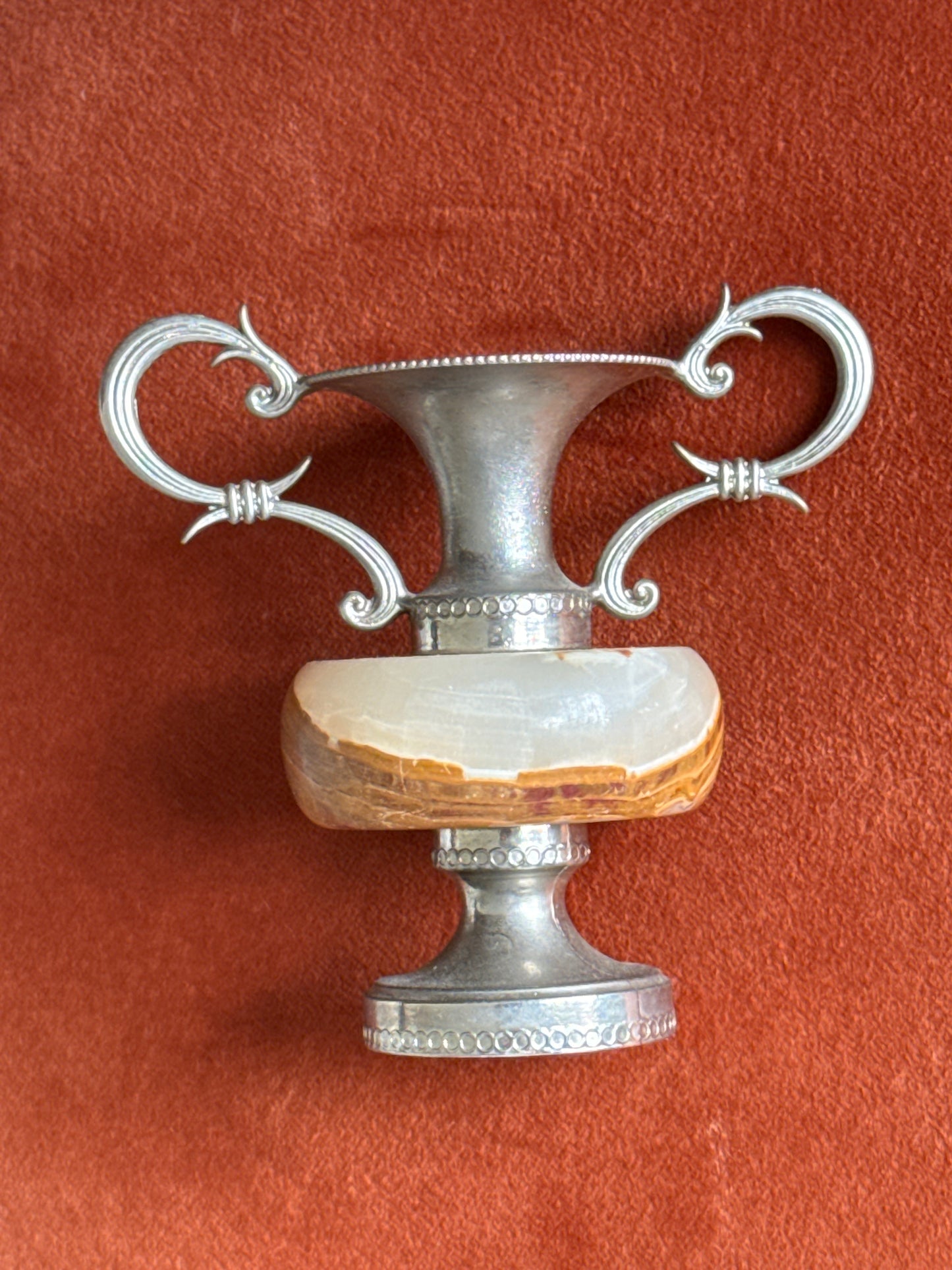 Small Onyx Bud Vase, Silver, Italy