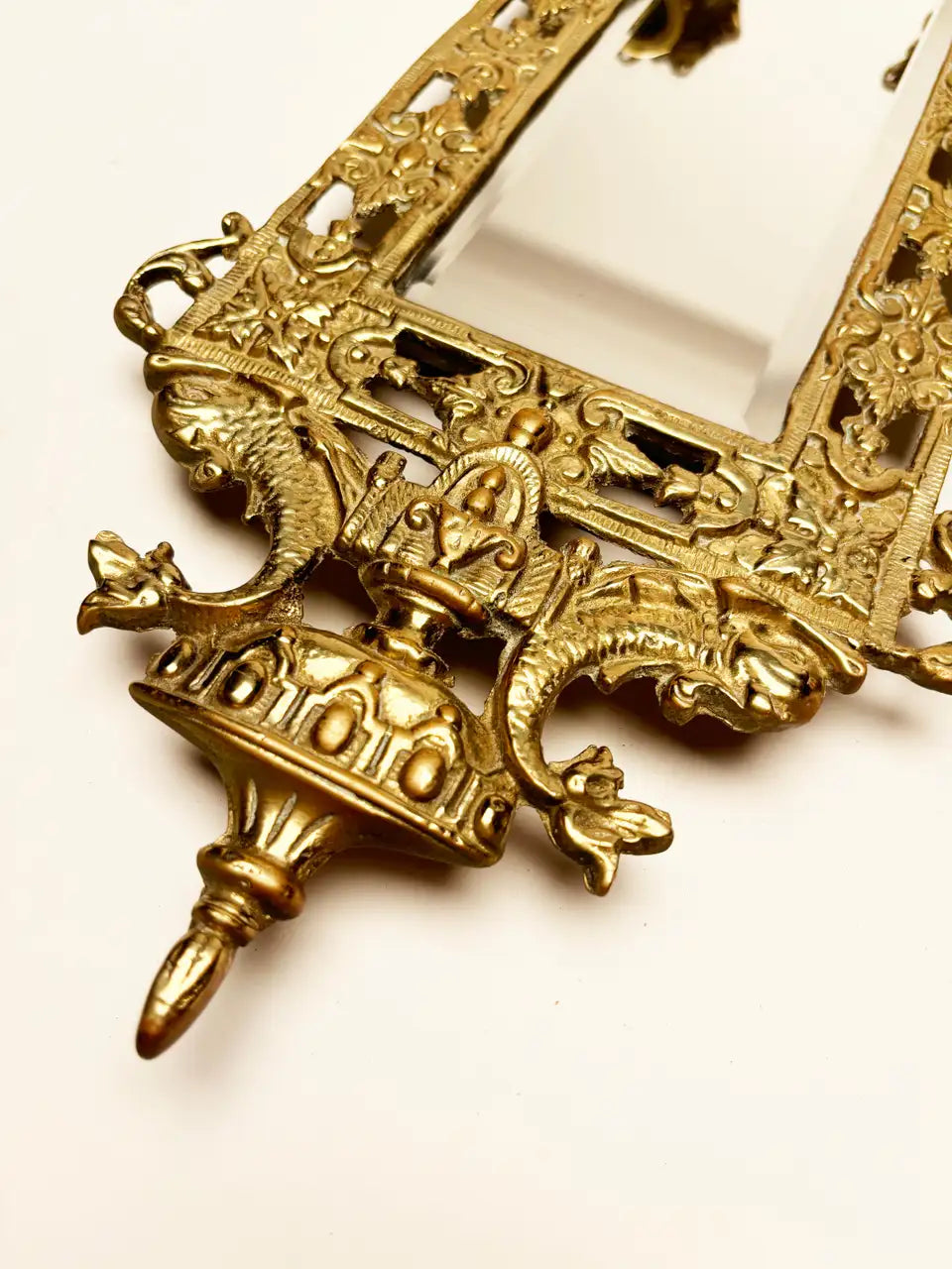 Glo-mar Artworks-NY, Brass and Beveled Mirror Candle Wall Sconce (1930)