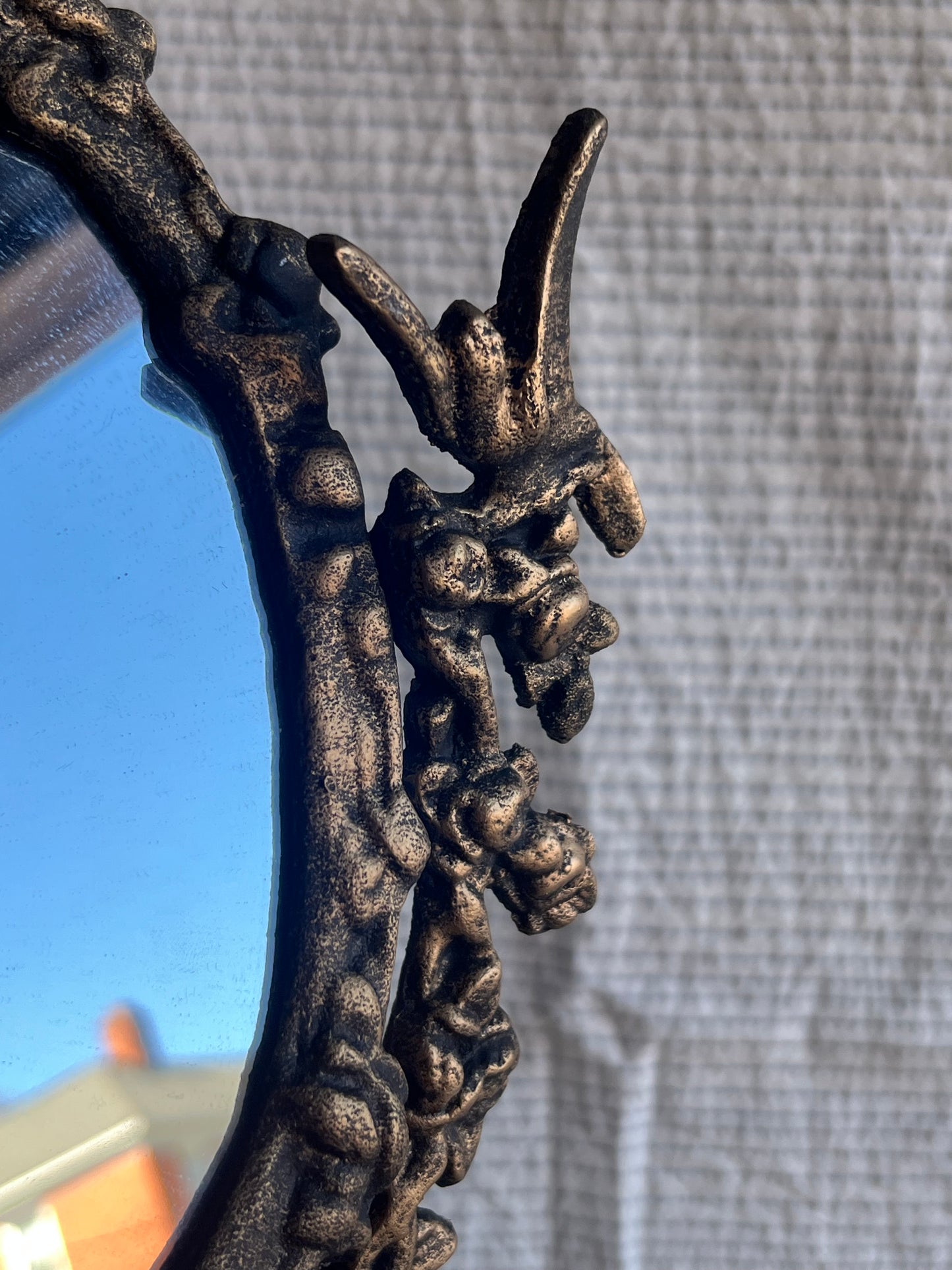 Antique Cast Iron Vanity Mirror – Victorian/Gothic/Medieval Style - RARE