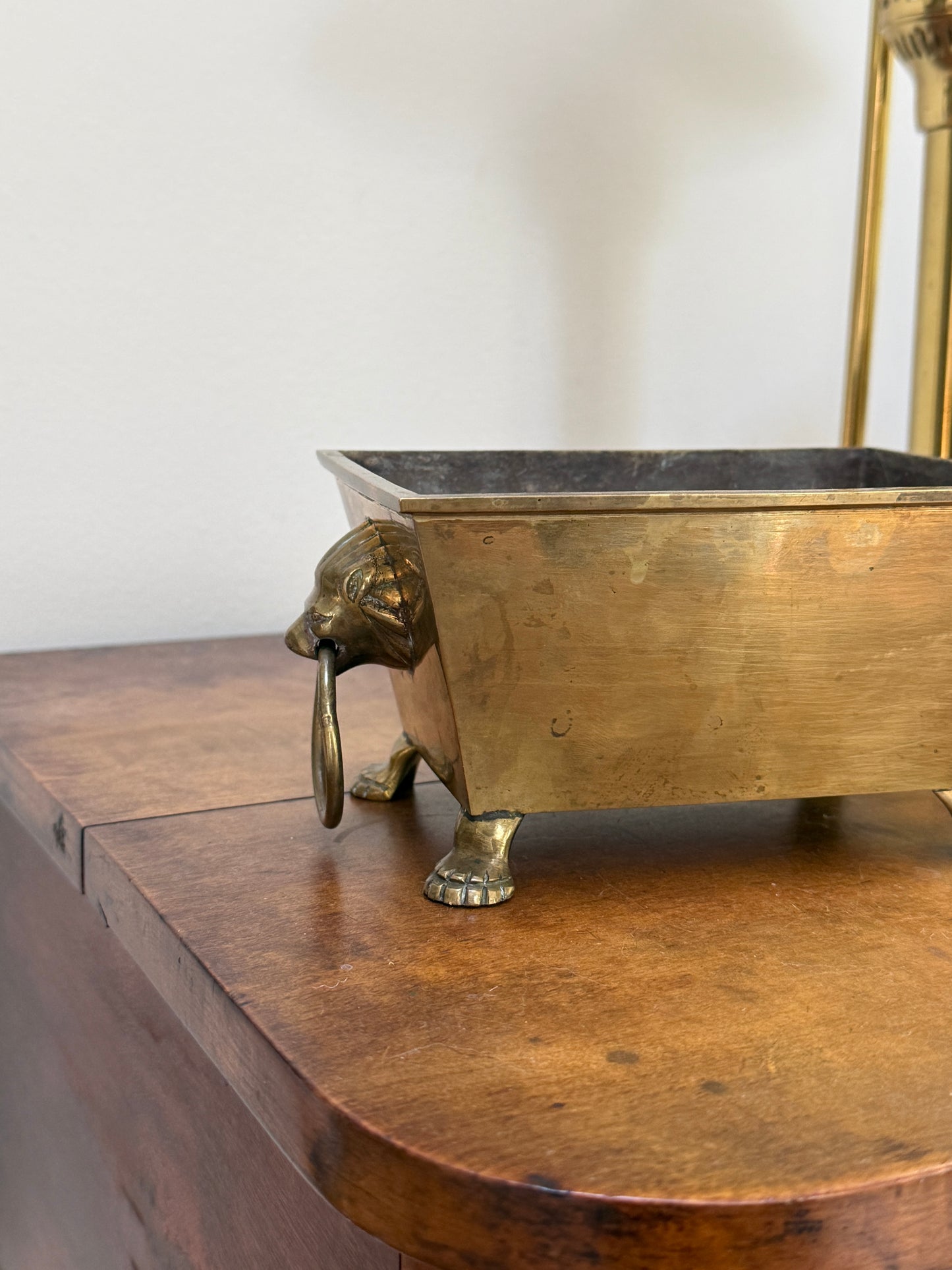 Brass Footed Lionshead Cachepot