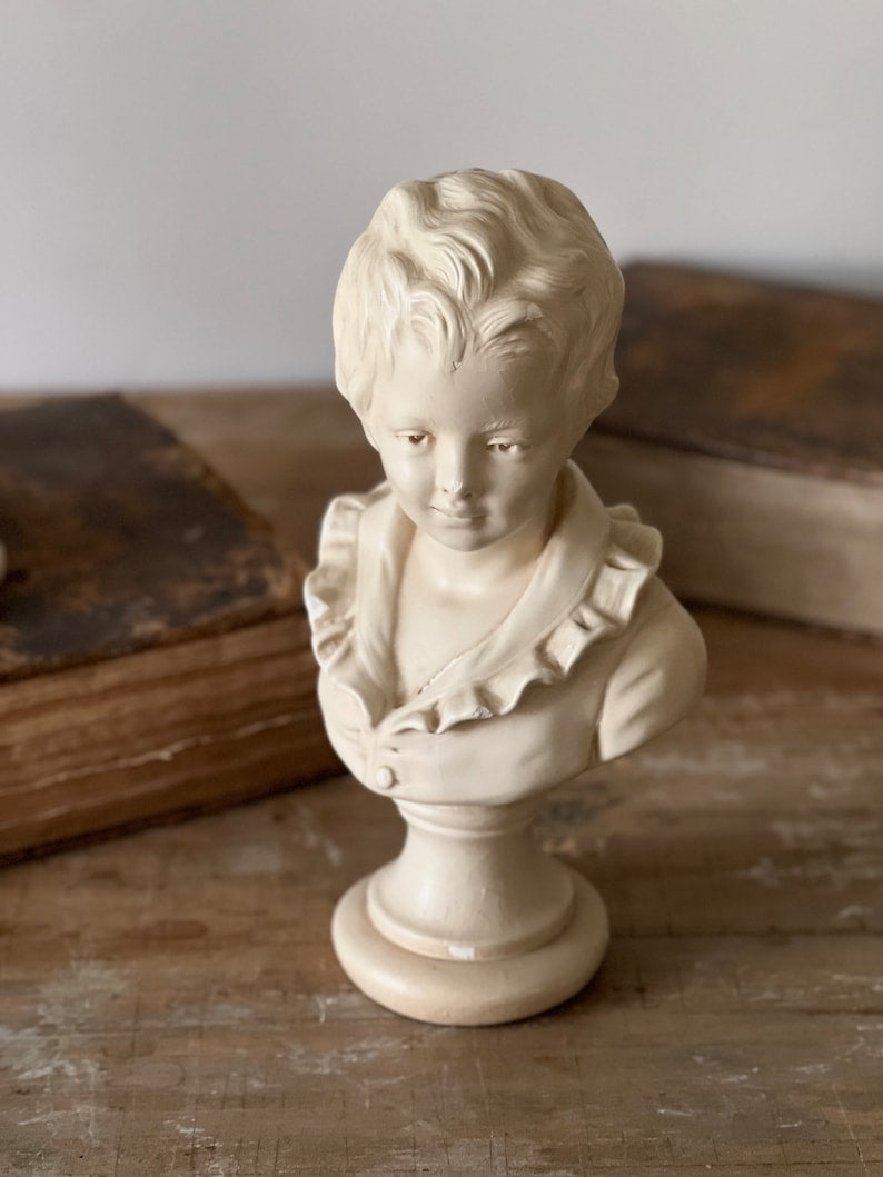 Vintage 1950s Collectable Bust Statues of Jean Antoine Houdon's "Des Infants" - Alexandre & Louise