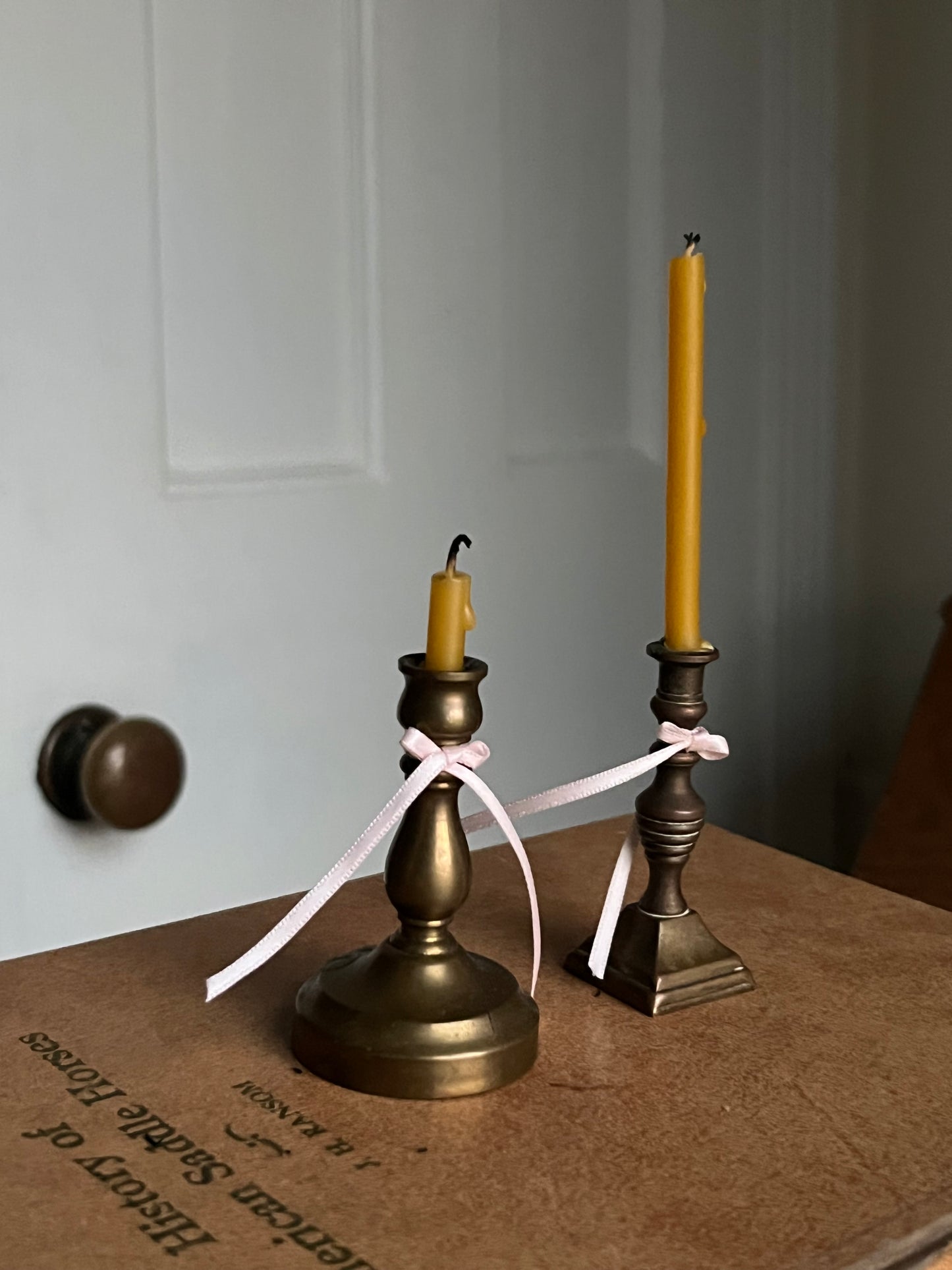 Antique Mismatched Brass Miniature Candlestick Holders – Set of 2