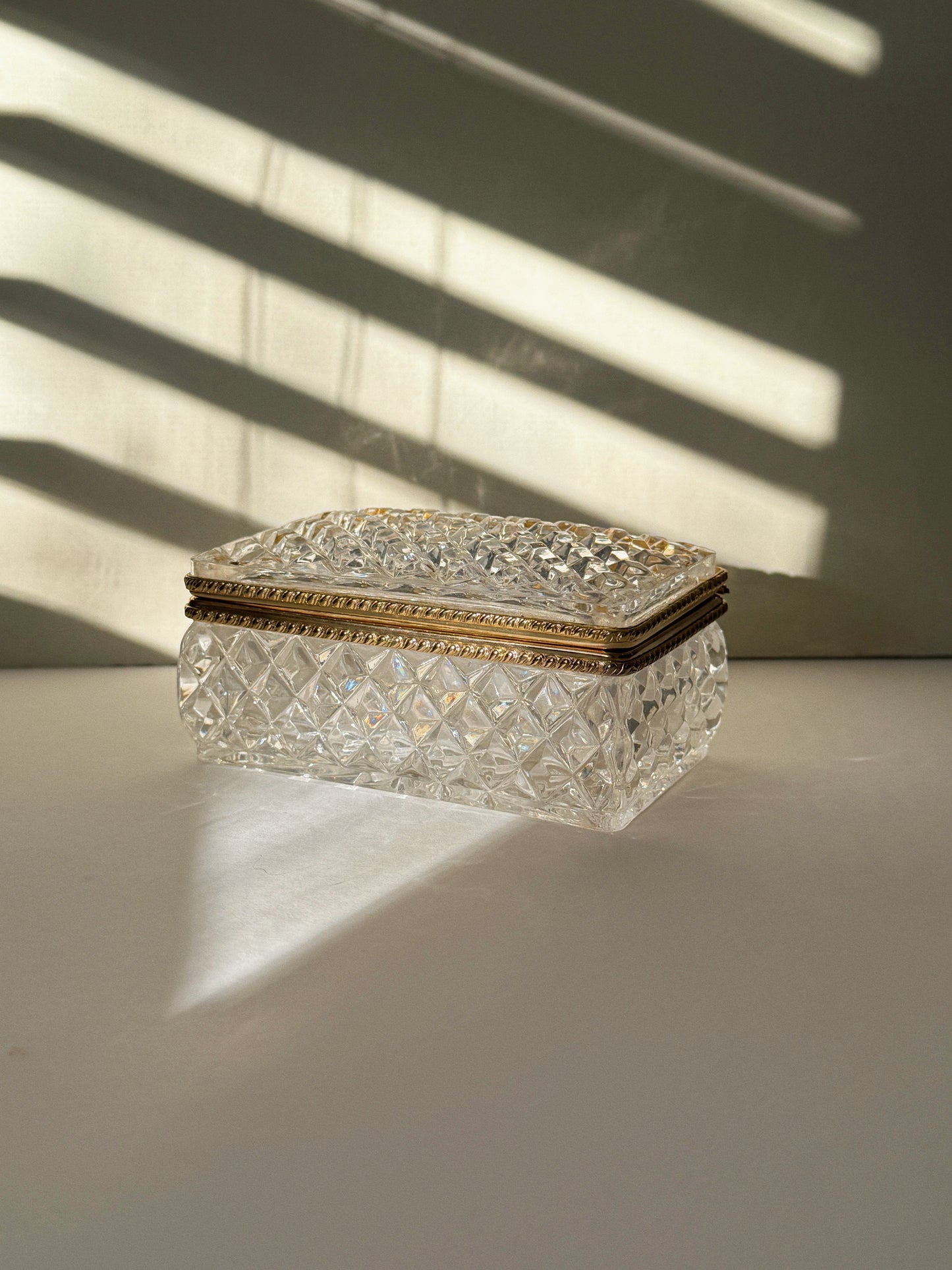 Elegant Antique Crystal Trinket Box, France