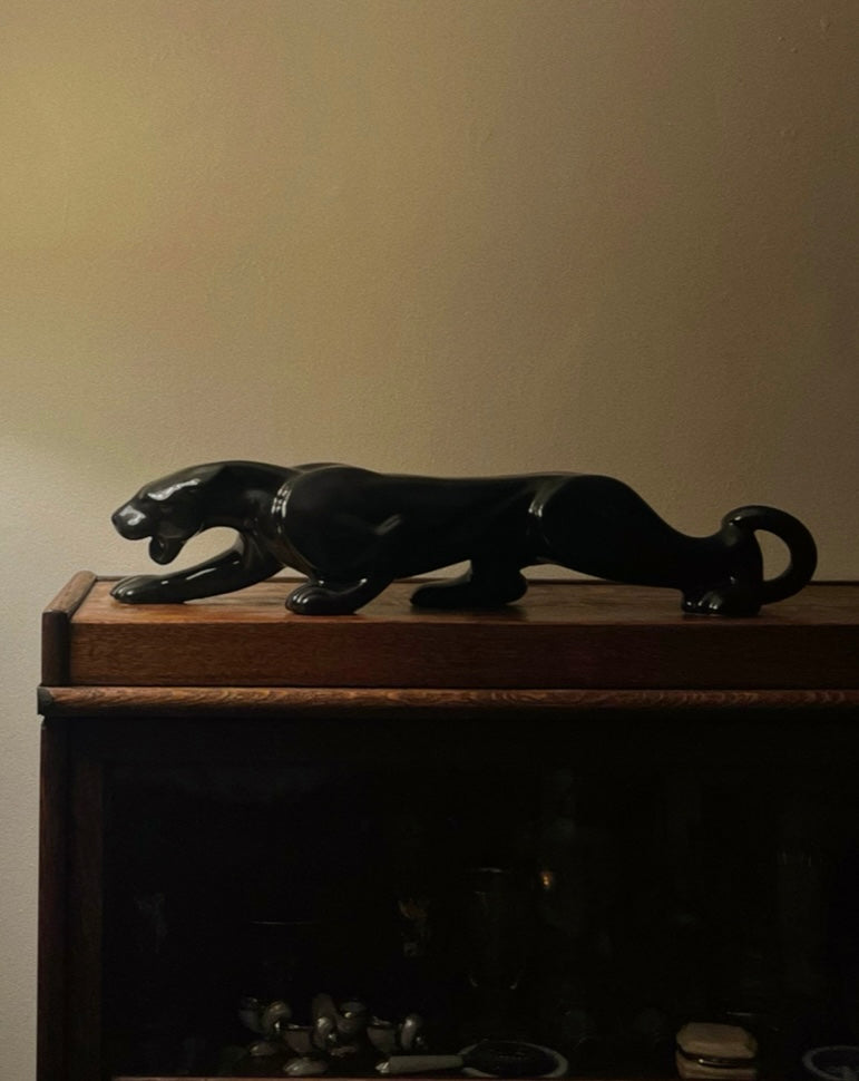 MCM Vintage Royal Haeger Ceramic Black Panther Jaguar Sculpture 1950-1960
