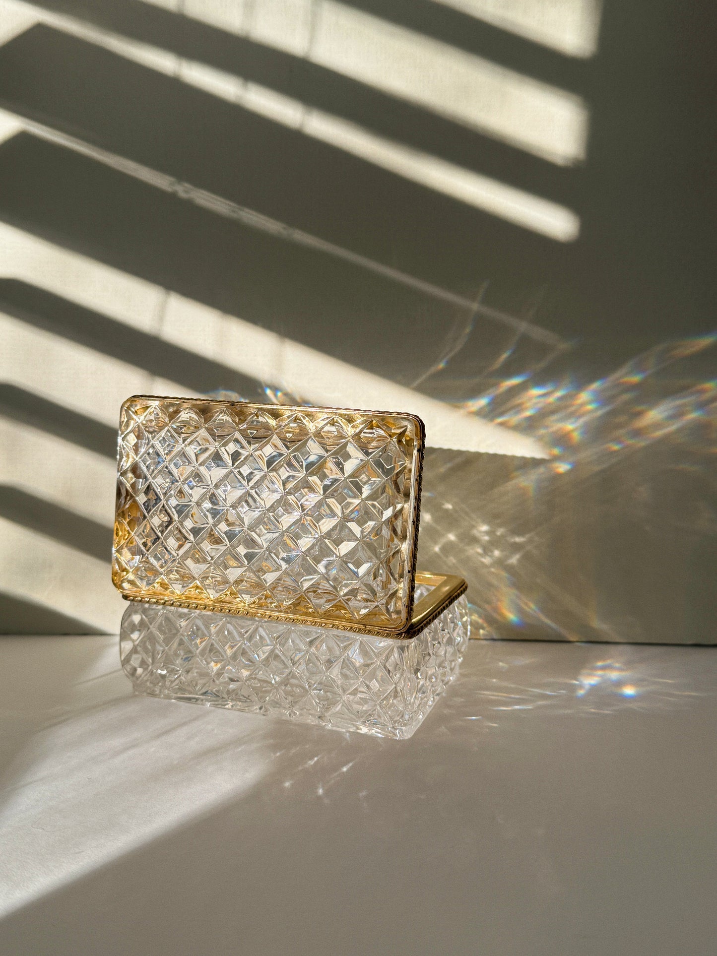 Elegant Antique Crystal Trinket Box, France