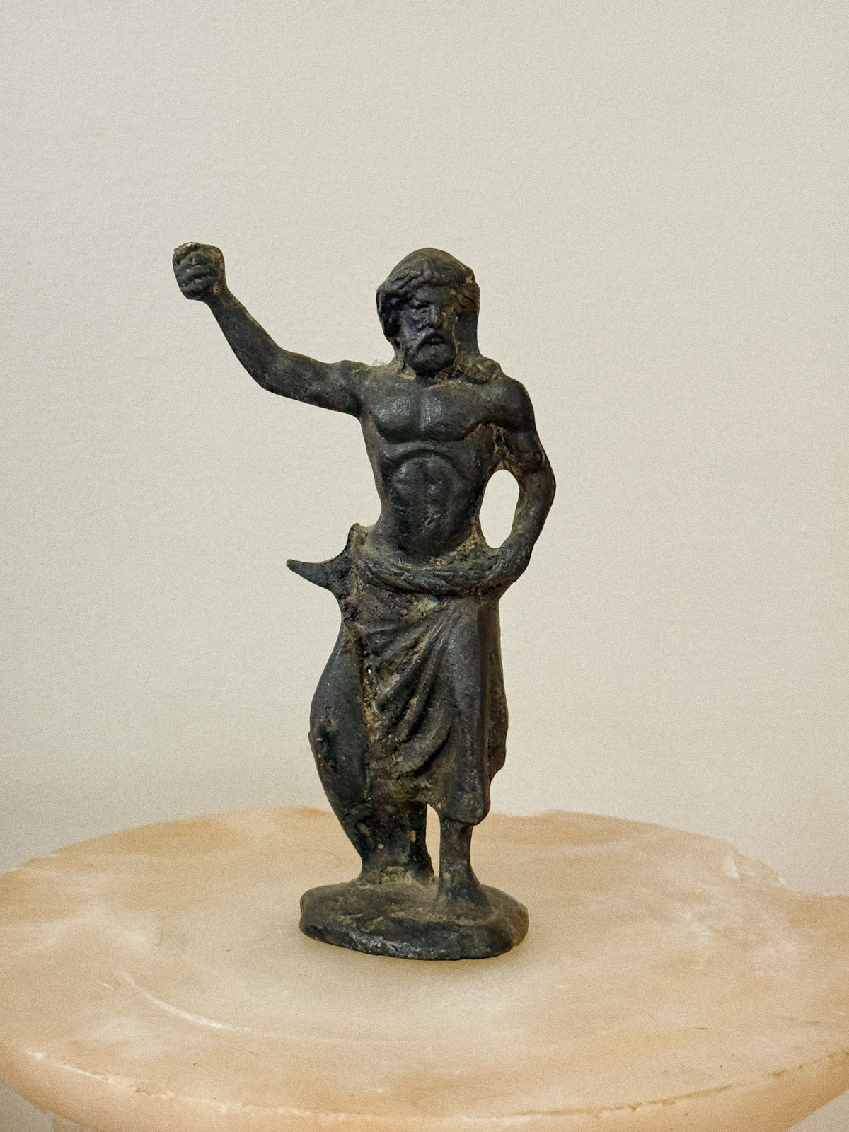 Antique Solid Bronze Neptune / Poseidon Statue