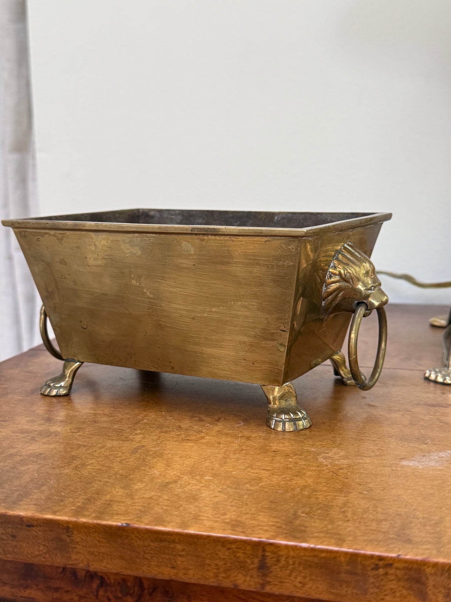 Brass Footed Lionshead Cachepot