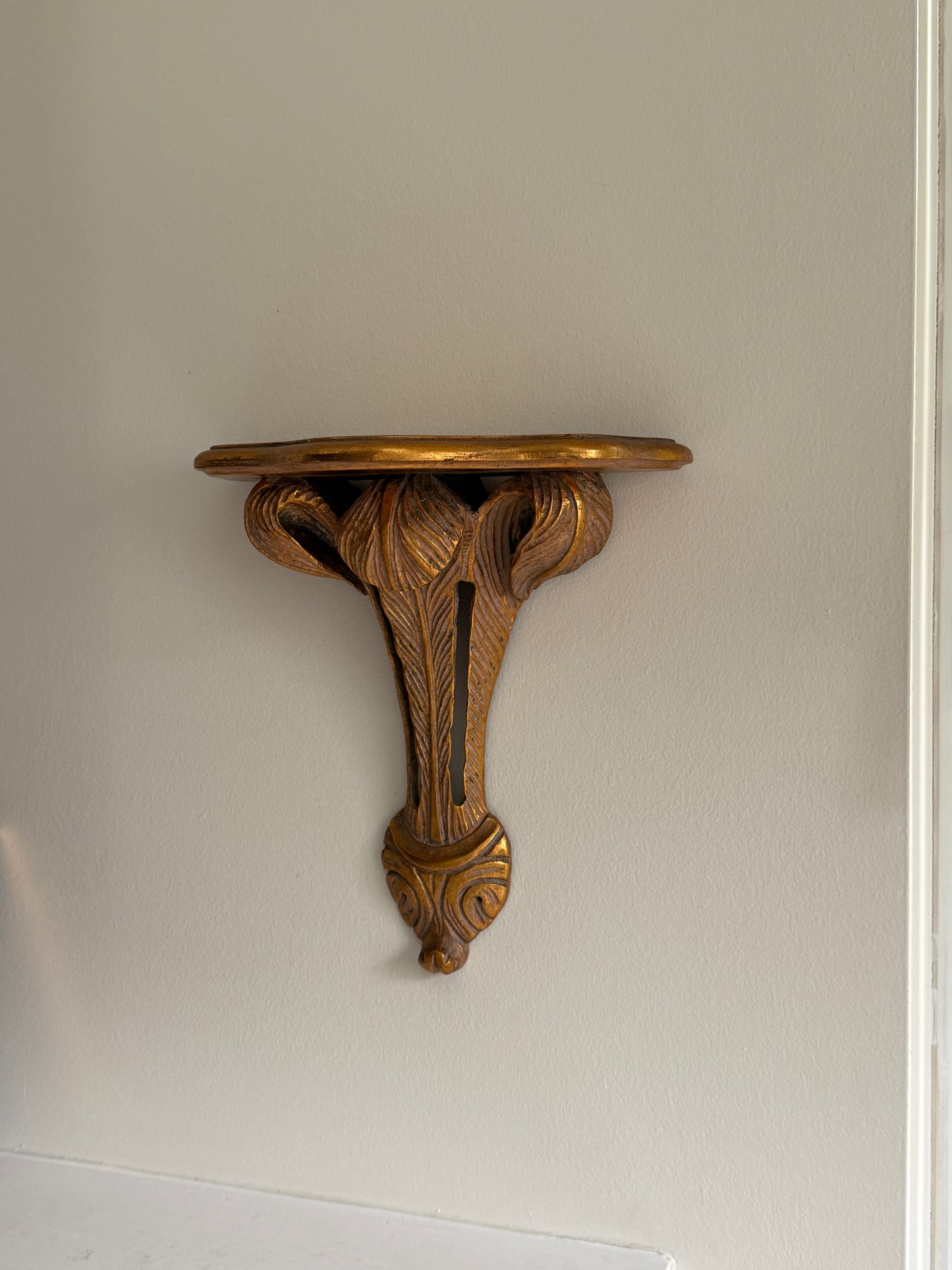 Vintage Florentine Gilt Hand Carved Wall Shelves (2)