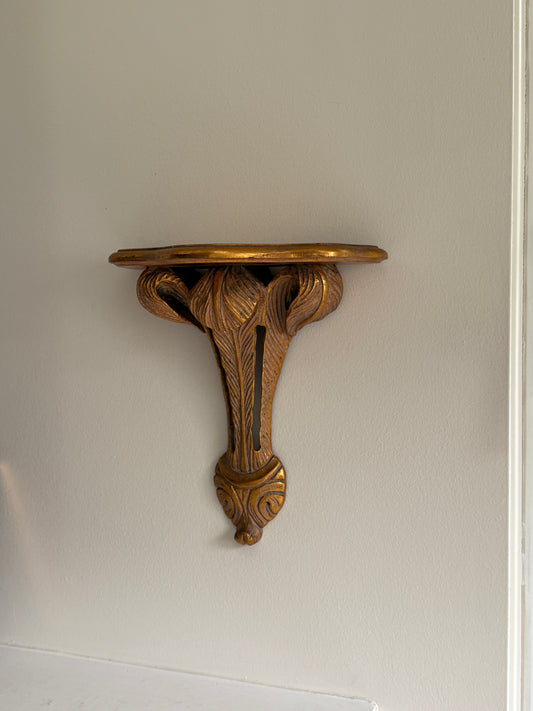 Vintage Florentine Gilt Hand Carved Wall Shelves (2)