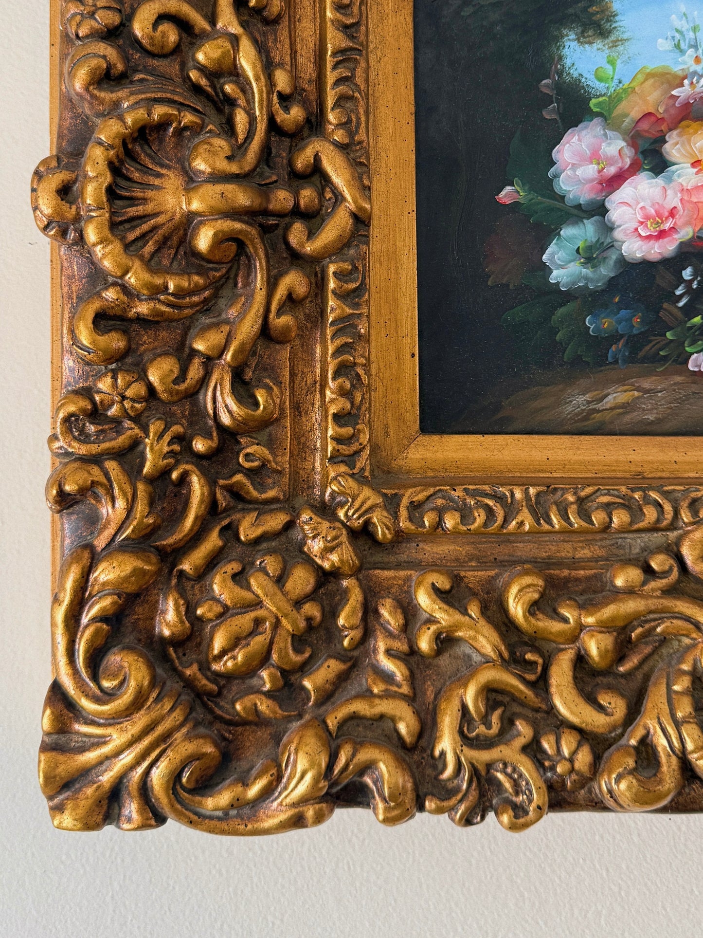 Floral Still Life in Ornate Gilt Frame