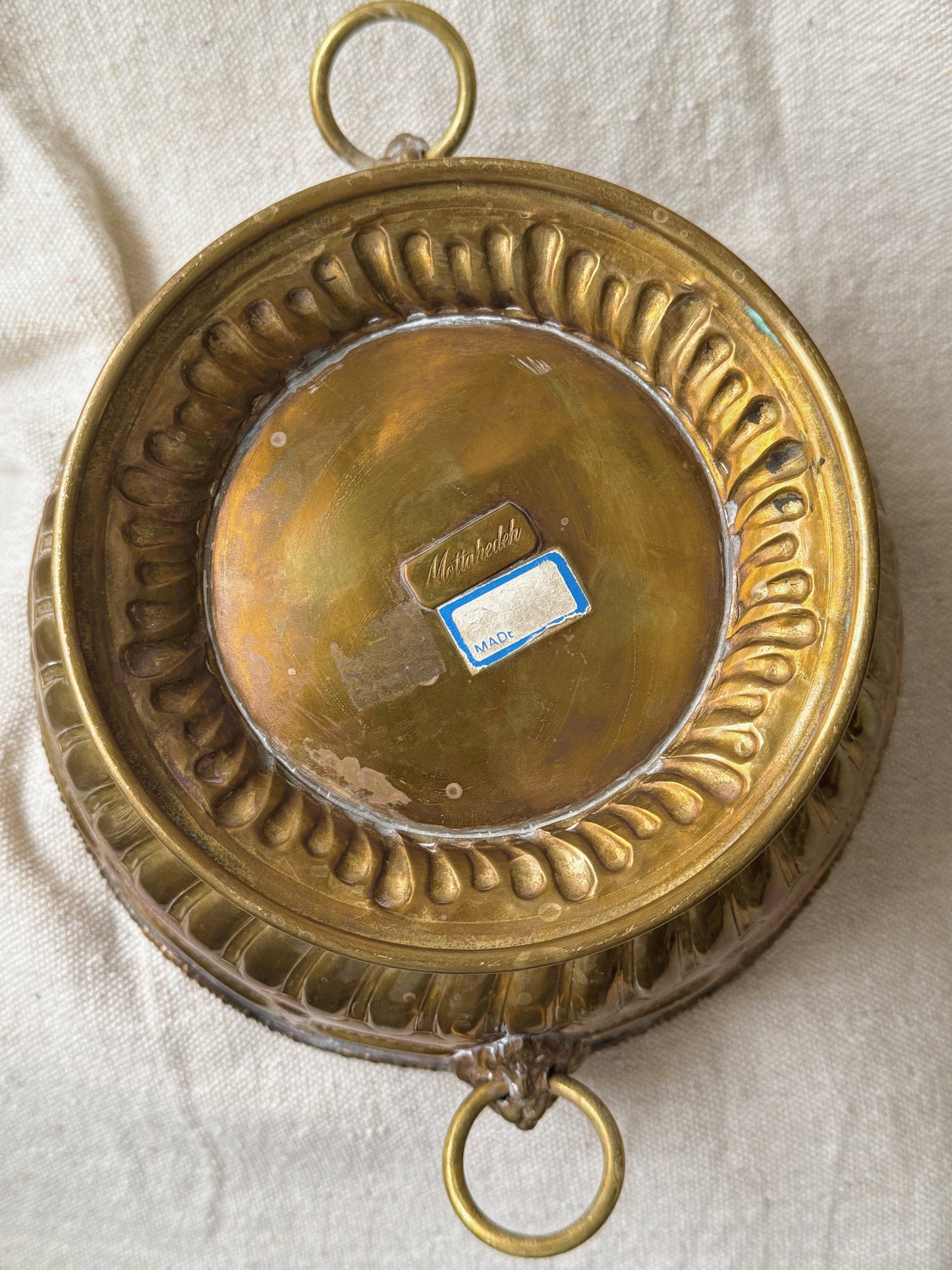 Mottahedeh Brass Lion Head Planter Candle Vessel