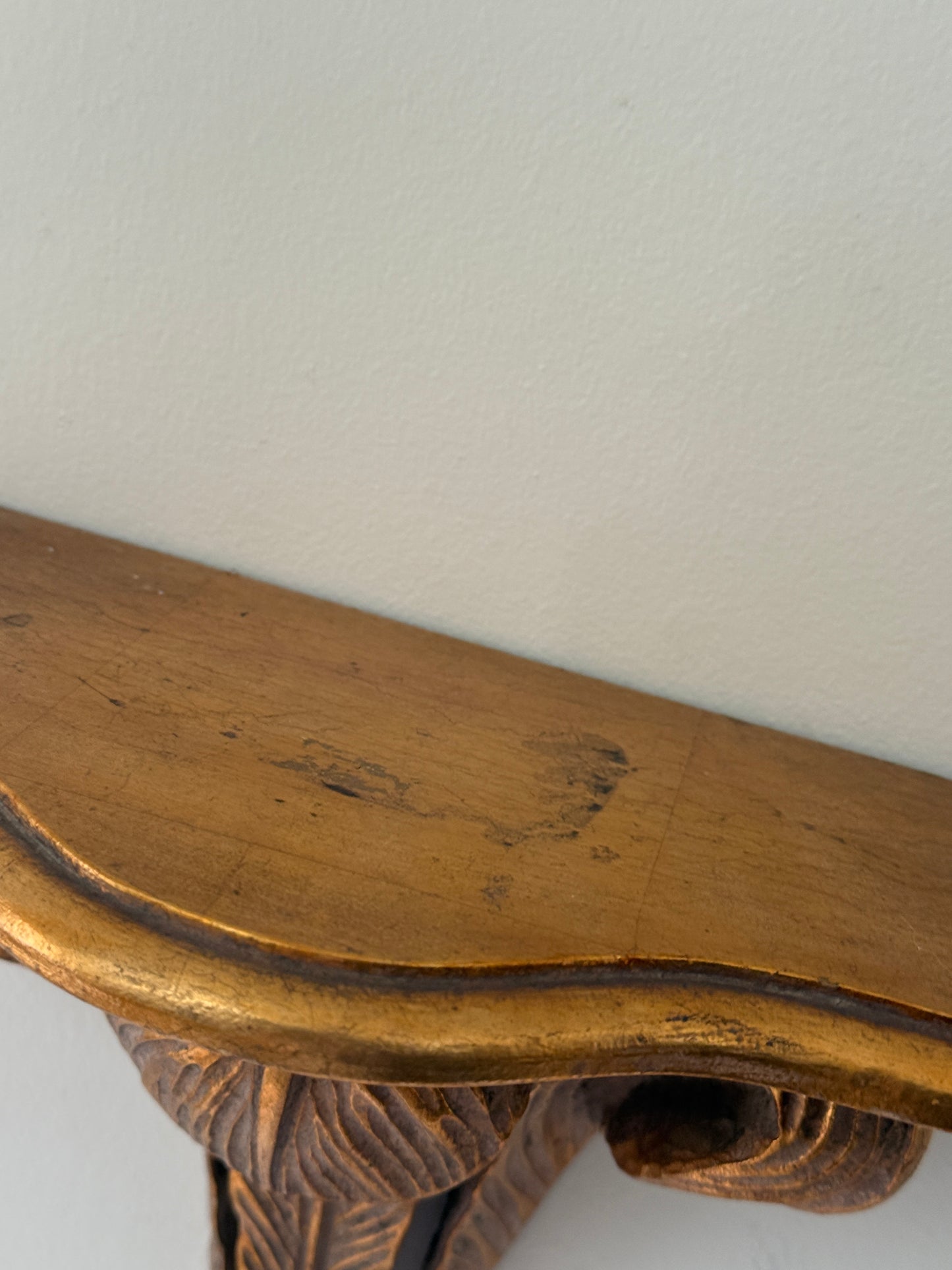 Vintage Florentine Gilt Hand Carved Wall Shelves (2)