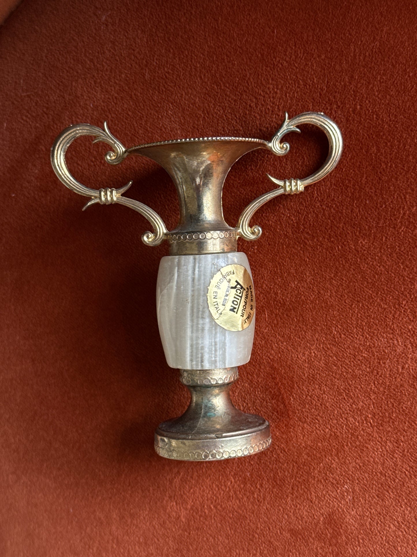 Small Onyx Bud Vase, Italy, Brass