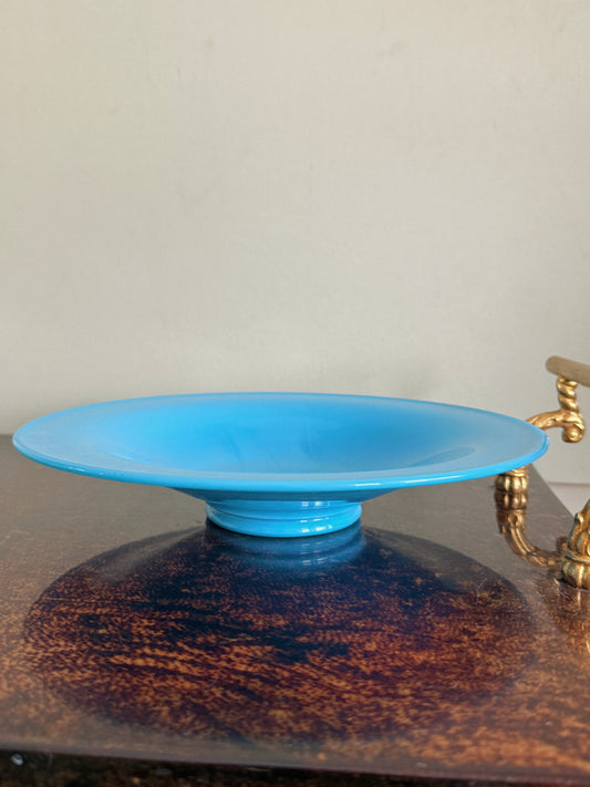 Blue Opaline Pedestal Plate/Console Dish