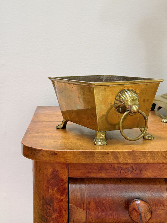 Brass Footed Lionshead Cachepot