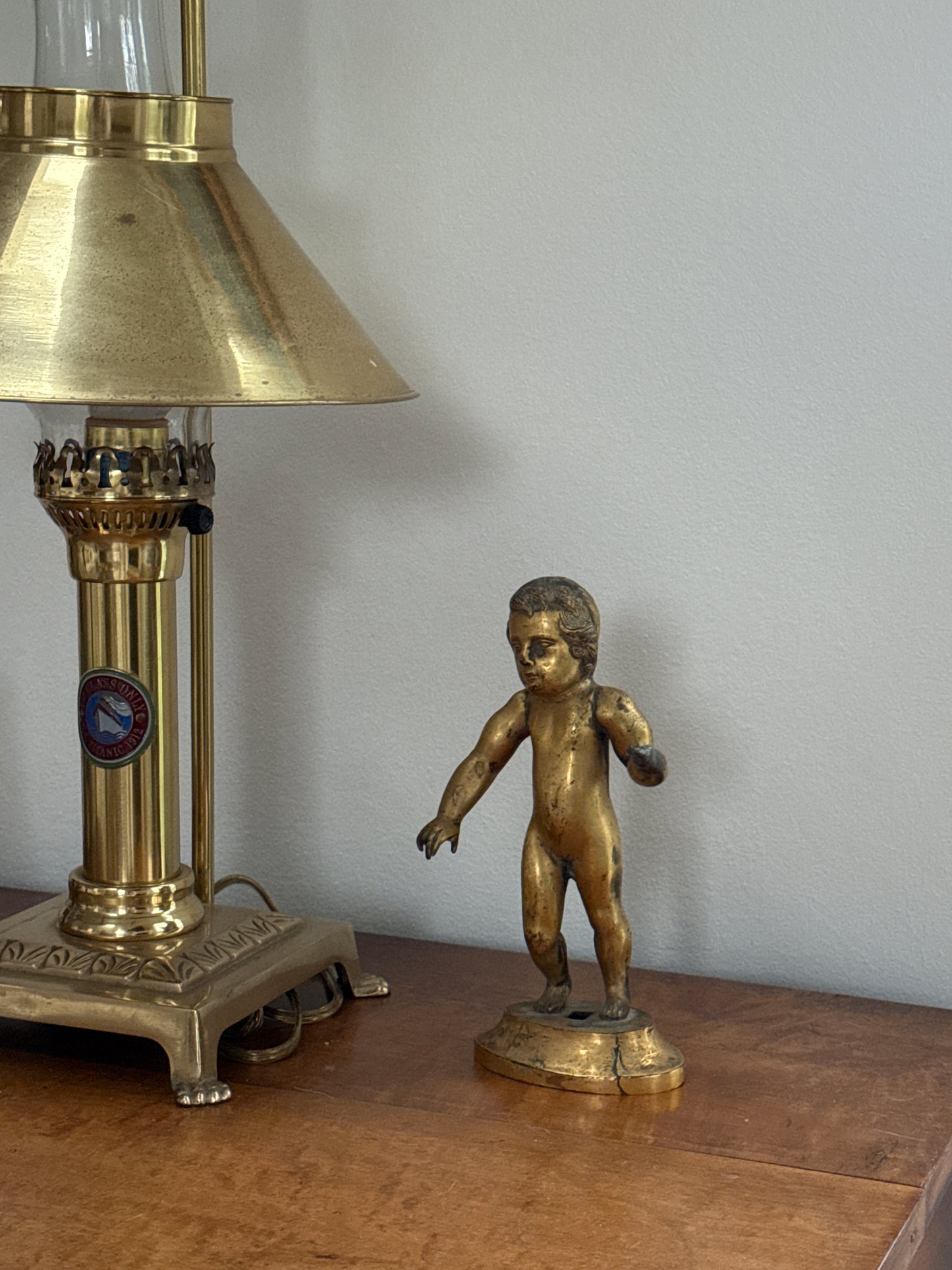 Architectural Salvage Gilt Bronze Freestanding Cherub