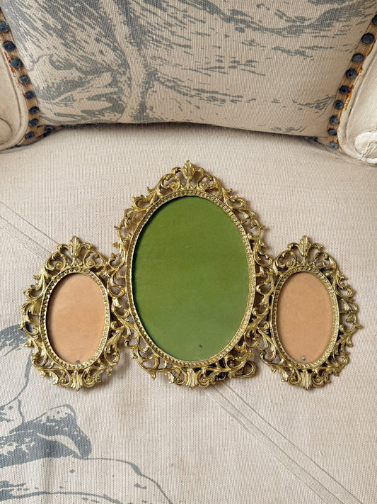 Vintage Three Oval Portrait; Hanging or Standing