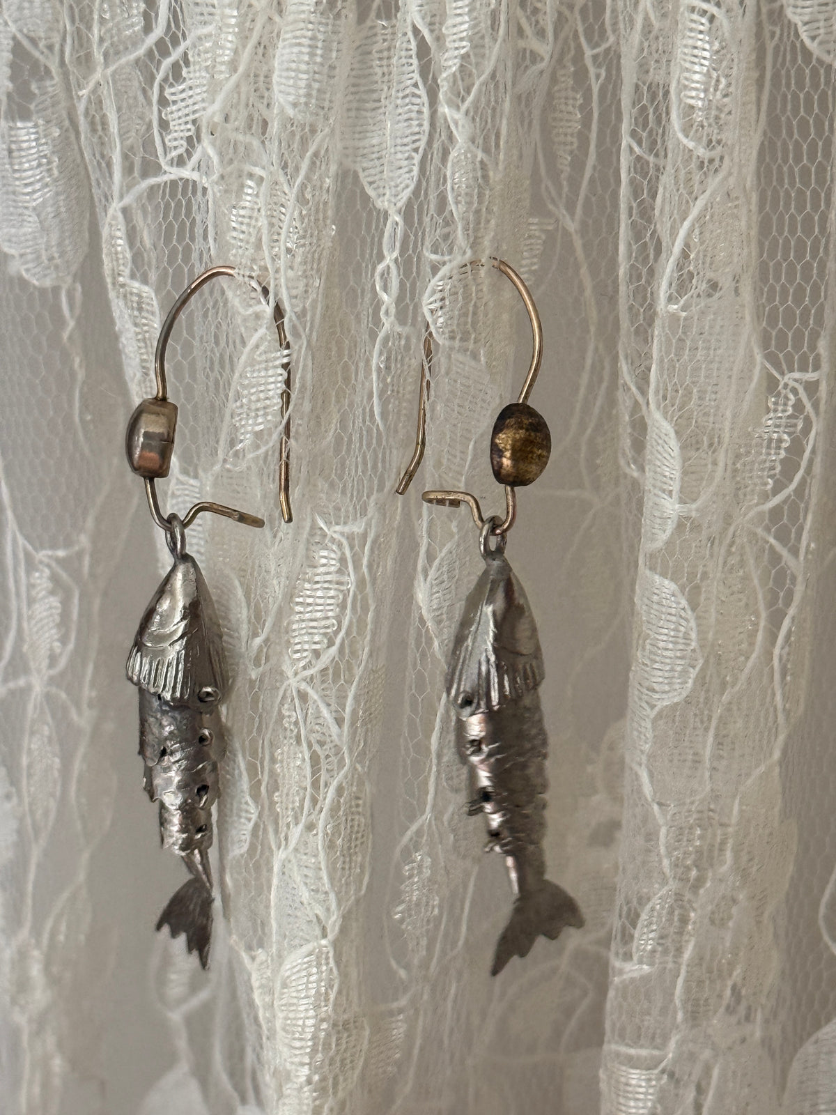 Vintage Articulated Fish Drop Earrings