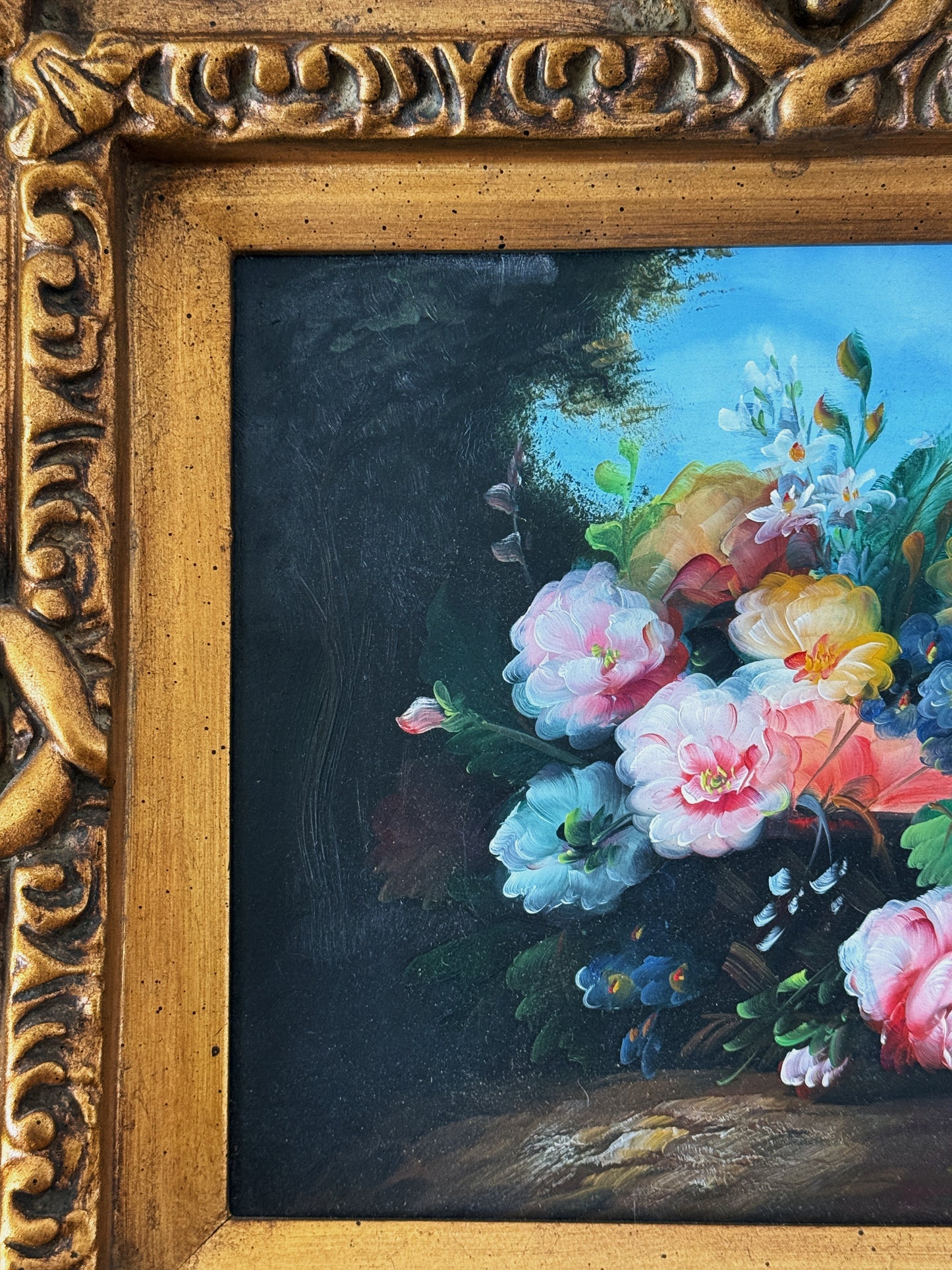 Floral Still Life in Ornate Gilt Frame