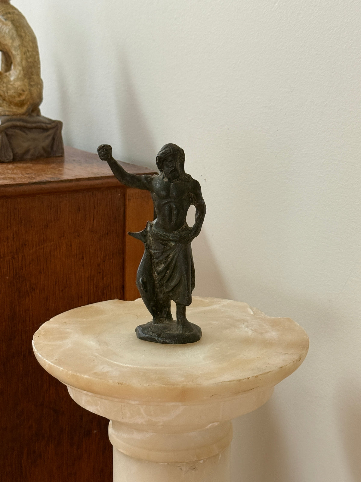 Antique Solid Bronze Neptune / Poseidon Statue