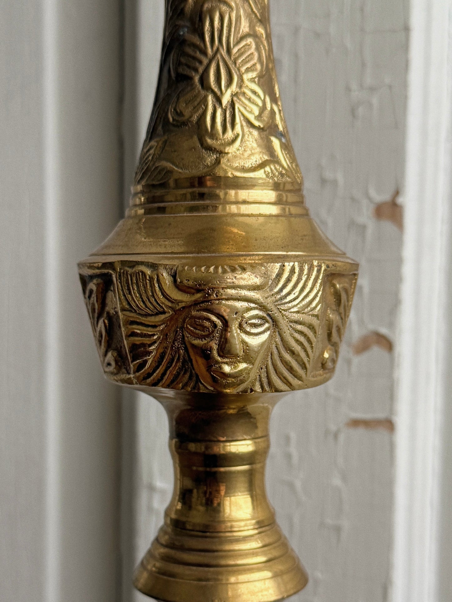 19th-Century French Brass Church Altar Candlestick