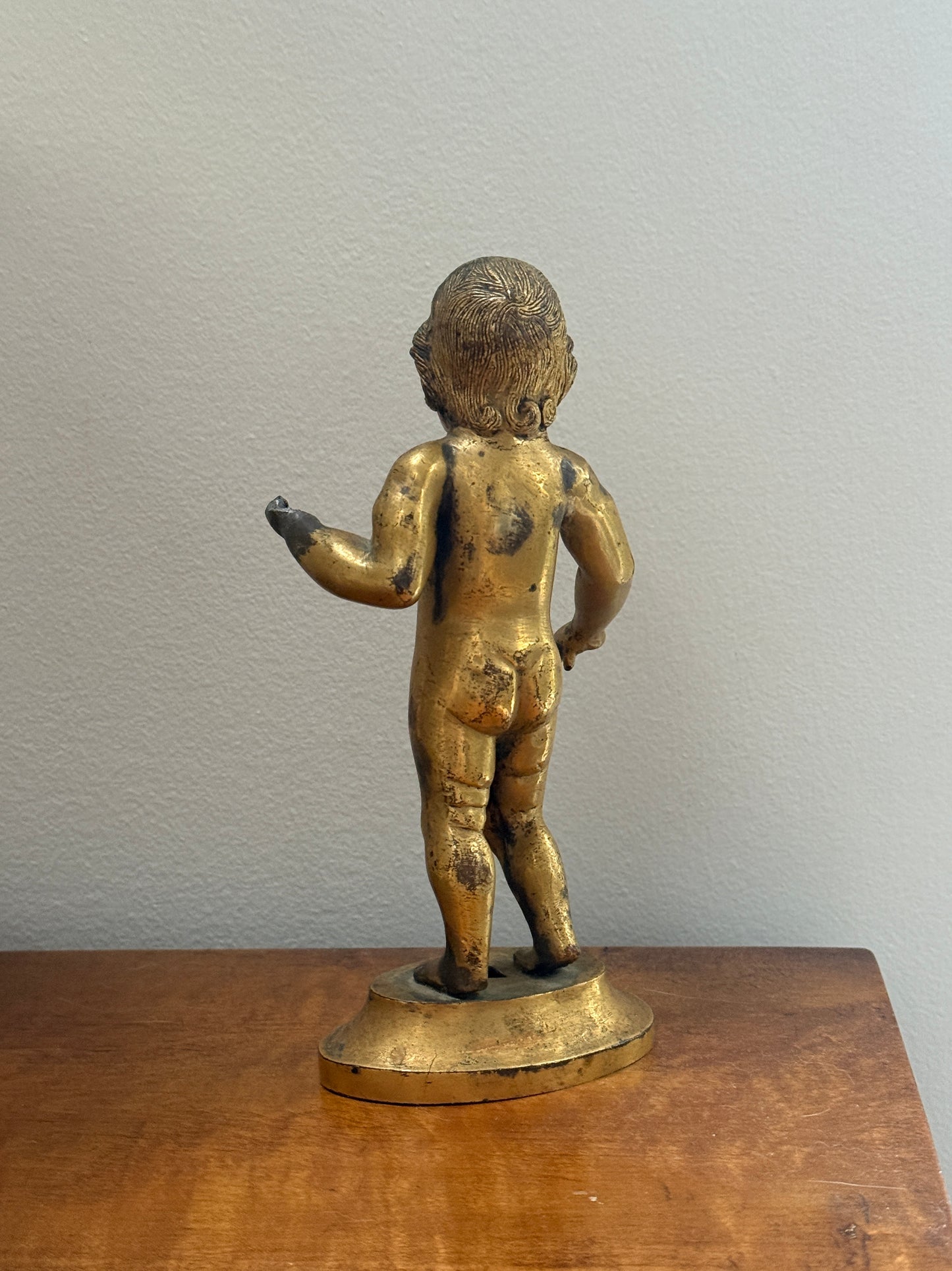 Architectural Salvage Gilt Bronze Freestanding Cherub