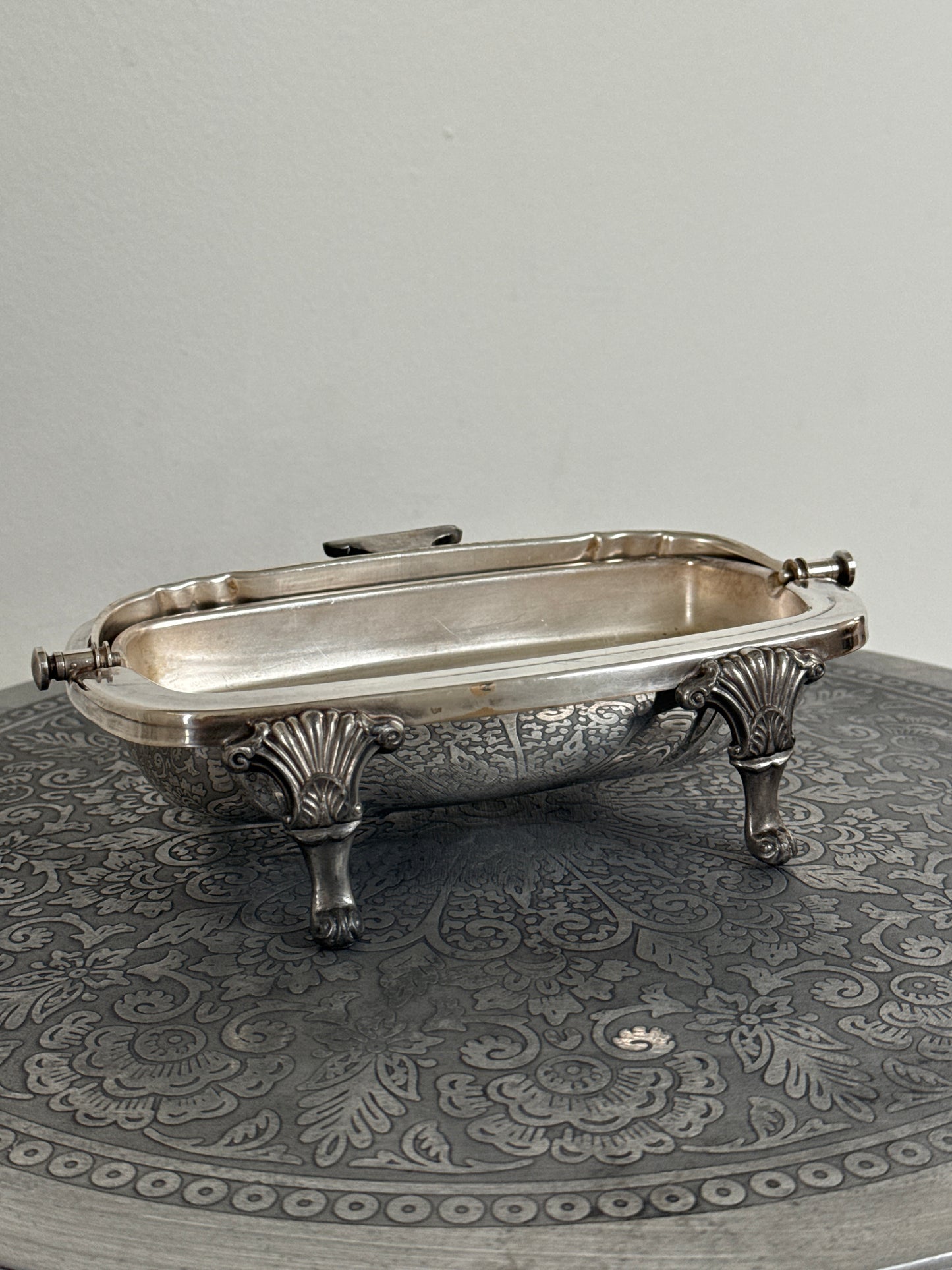 Bristol Silver-plate Footed Roll Top Butter Dish
