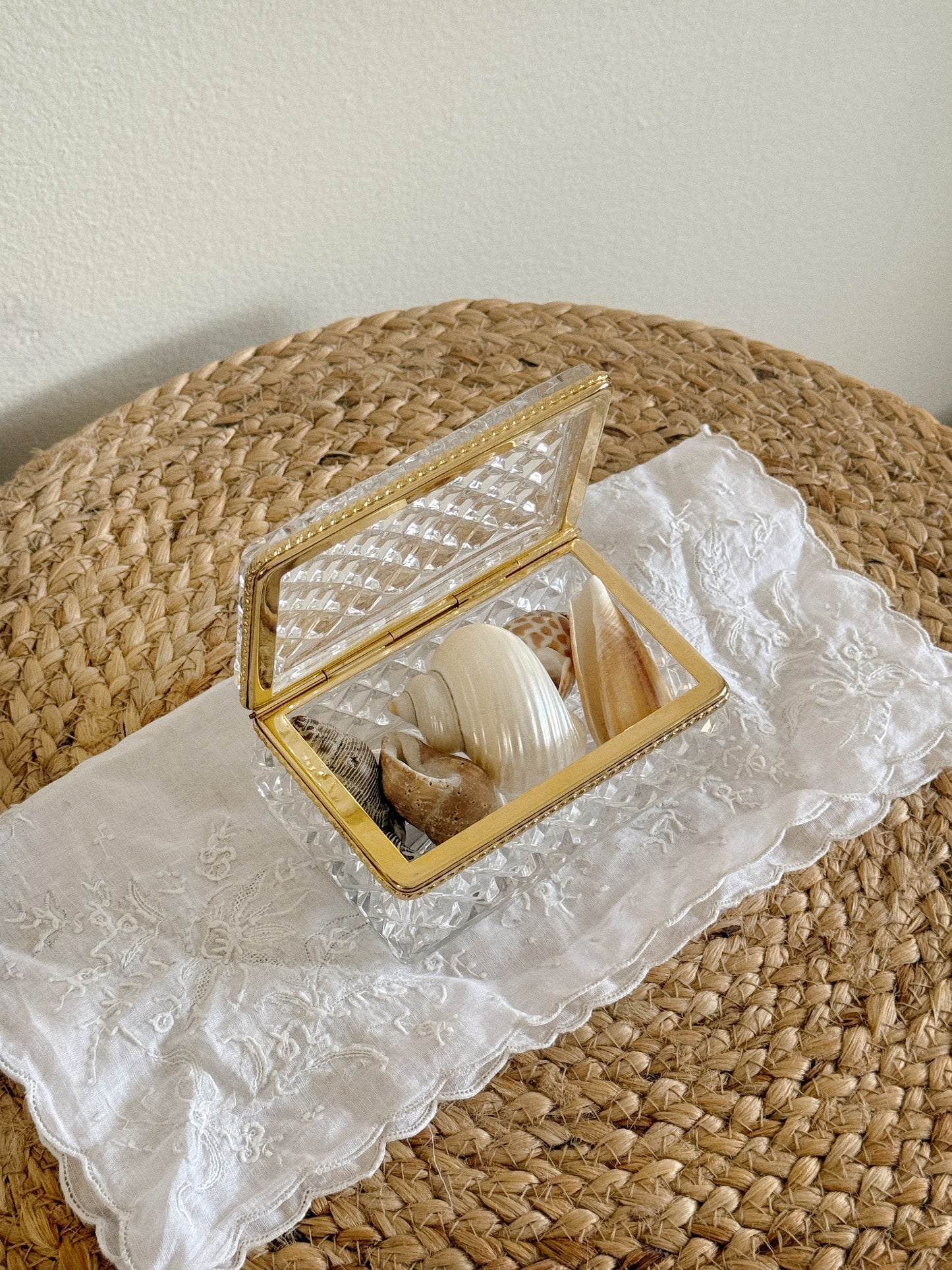 Elegant Antique Crystal Trinket Box, France
