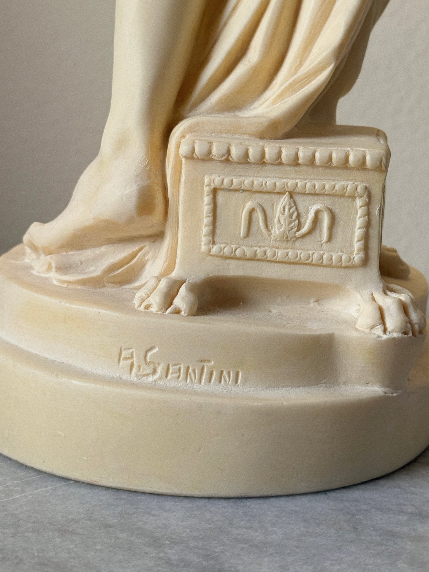Antique Classical Female Figure Sculpture (Signed A. Santini)