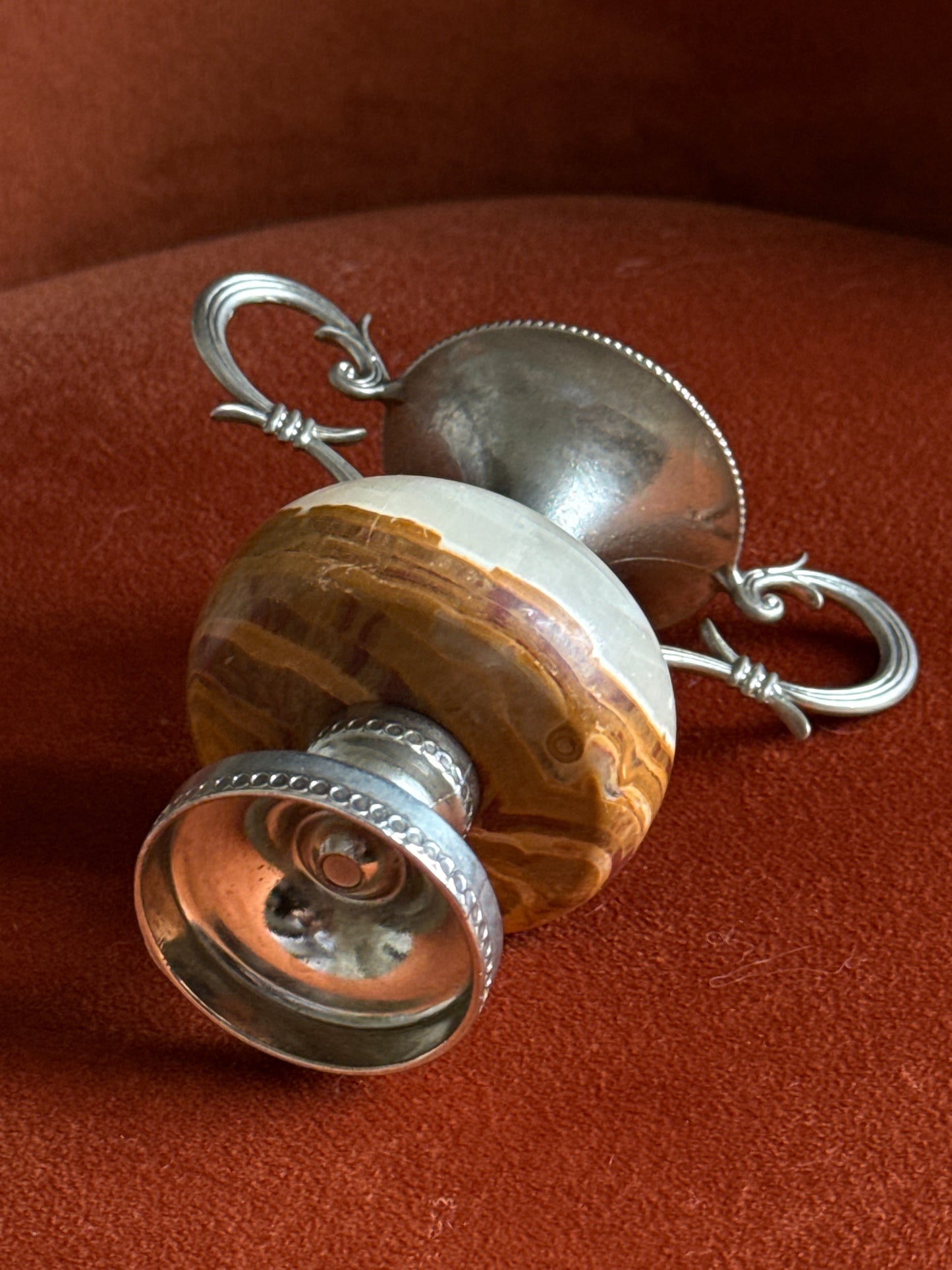 Small Onyx Bud Vase, Silver, Italy