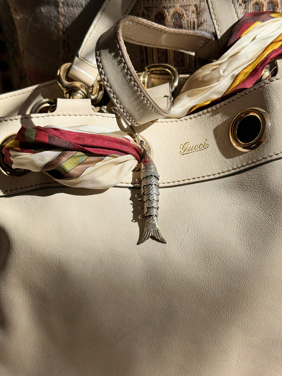 Vintage Silver Articulated Fish Bag Charm