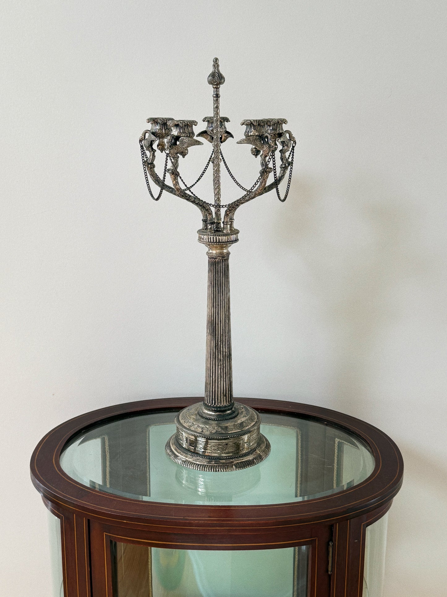 Antique Silver Plated Empire Swan Candelabra