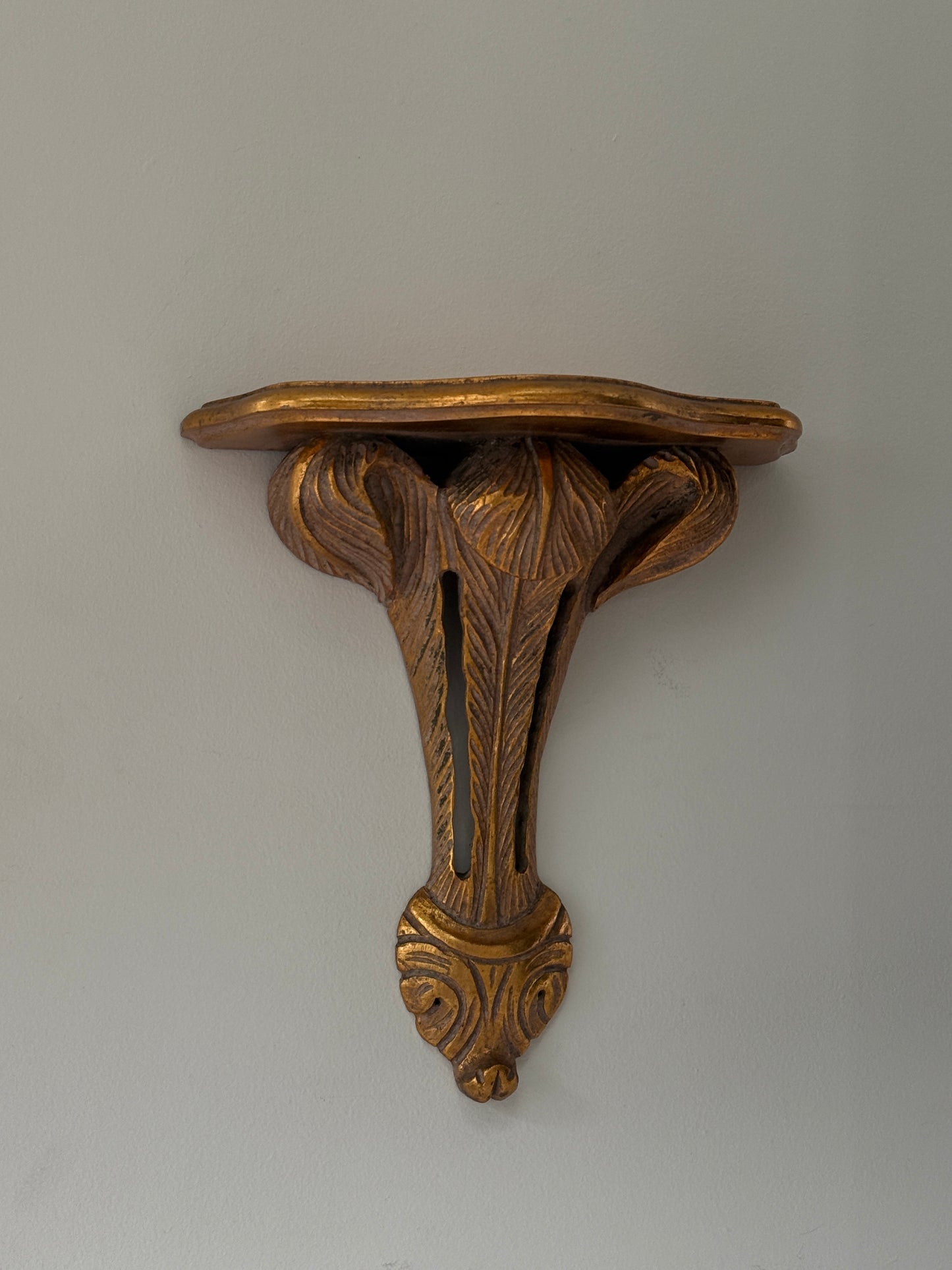 Vintage Florentine Gilt Hand Carved Wall Shelves (2)