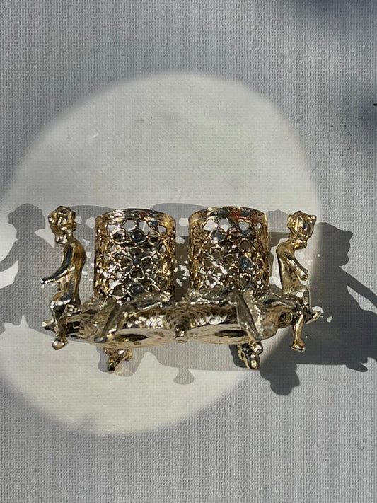 Vintage Gold-Tone Cherub Lipstick Holder – Ornate Filigree Victorian Style