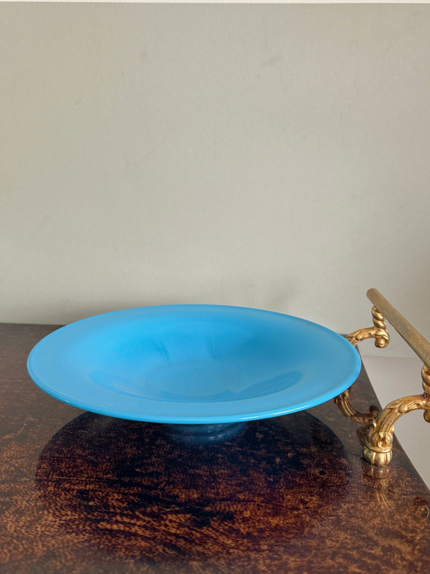 Blue Opaline Pedestal Plate/Console Dish