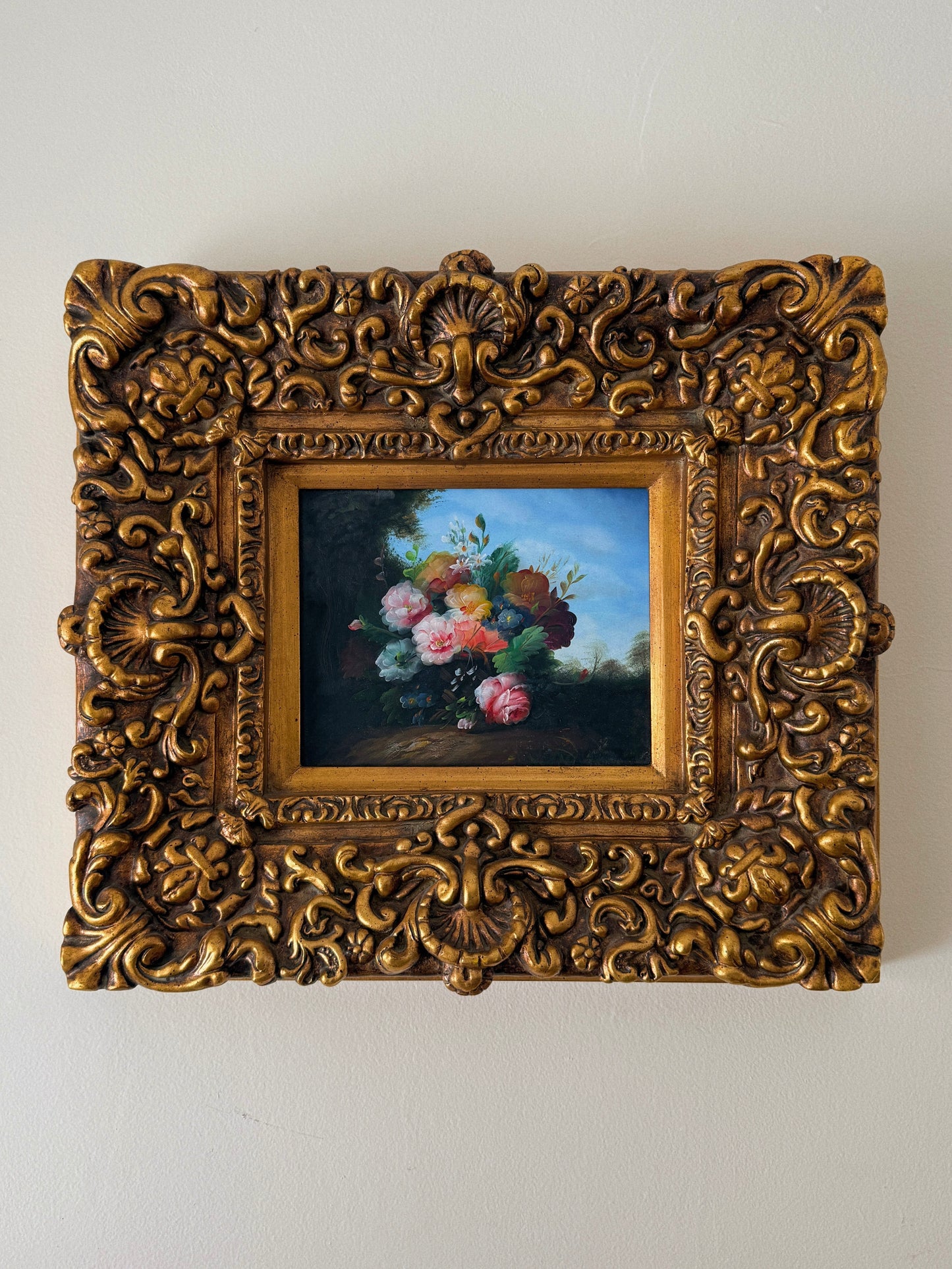 Floral Still Life in Ornate Gilt Frame