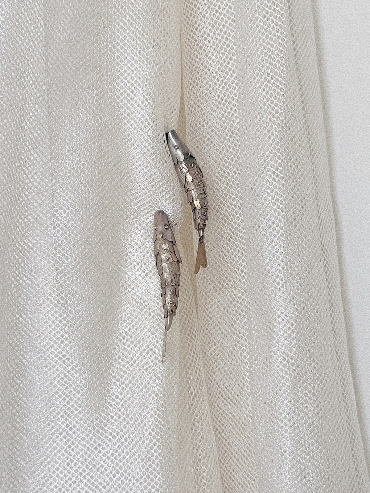 Vintage Articulated Fish Clip On Earrings Sterling Silver