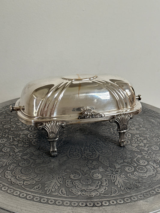 Bristol Silver-plate Footed Roll Top Butter Dish