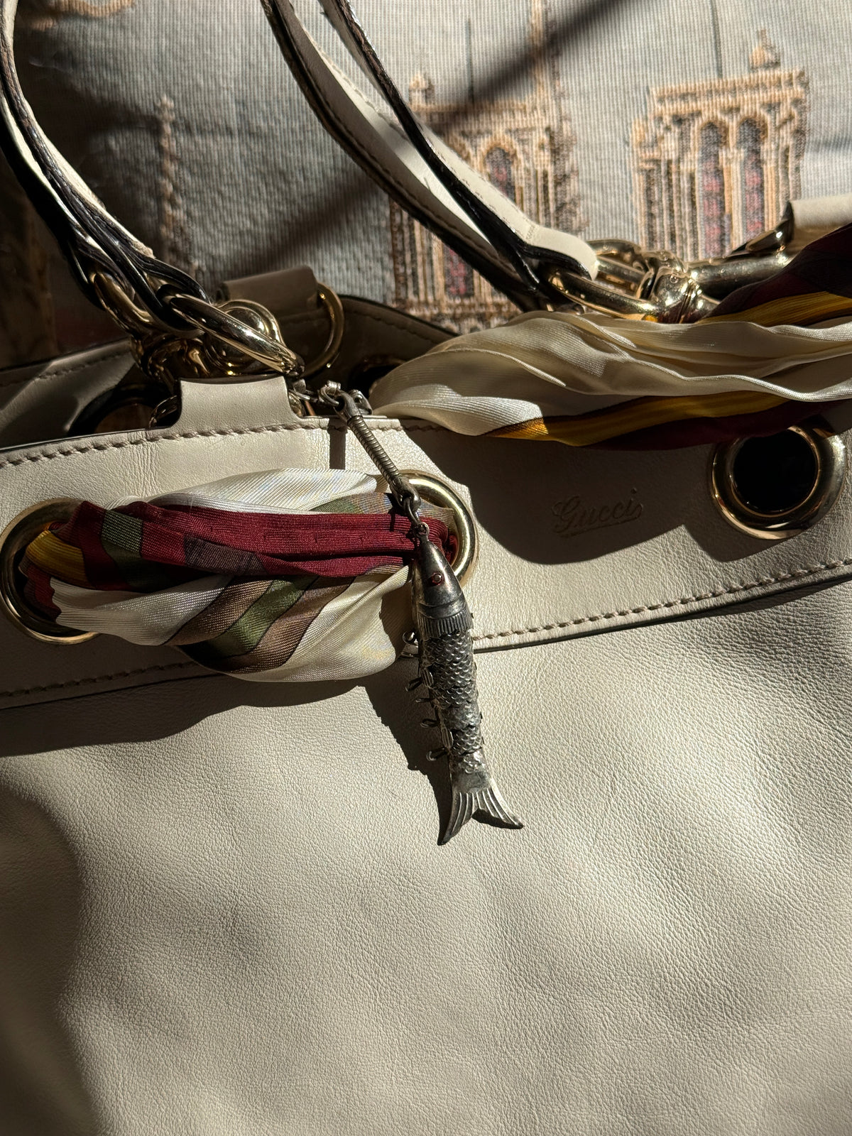 Vintage Silver Articulated Fish Bag Charm