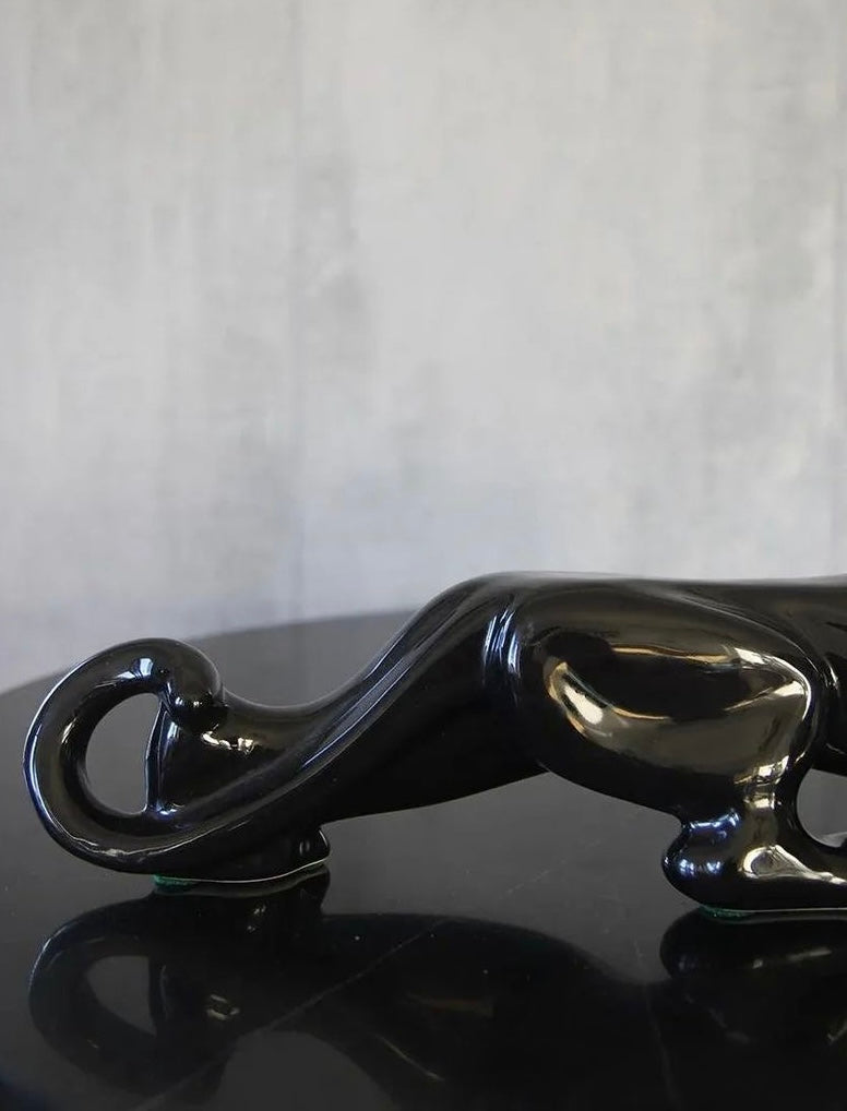 MCM Vintage Royal Haeger Ceramic Black Panther Jaguar Sculpture 1950-1960